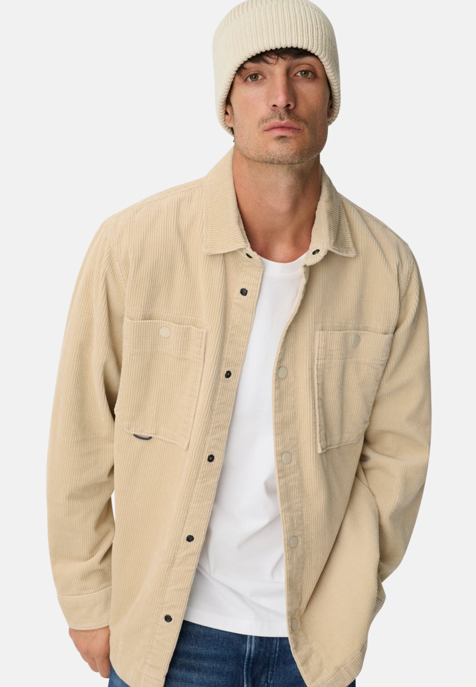 camel active Hemdjacke mit Druckknöpfen Langarm Markenlabel