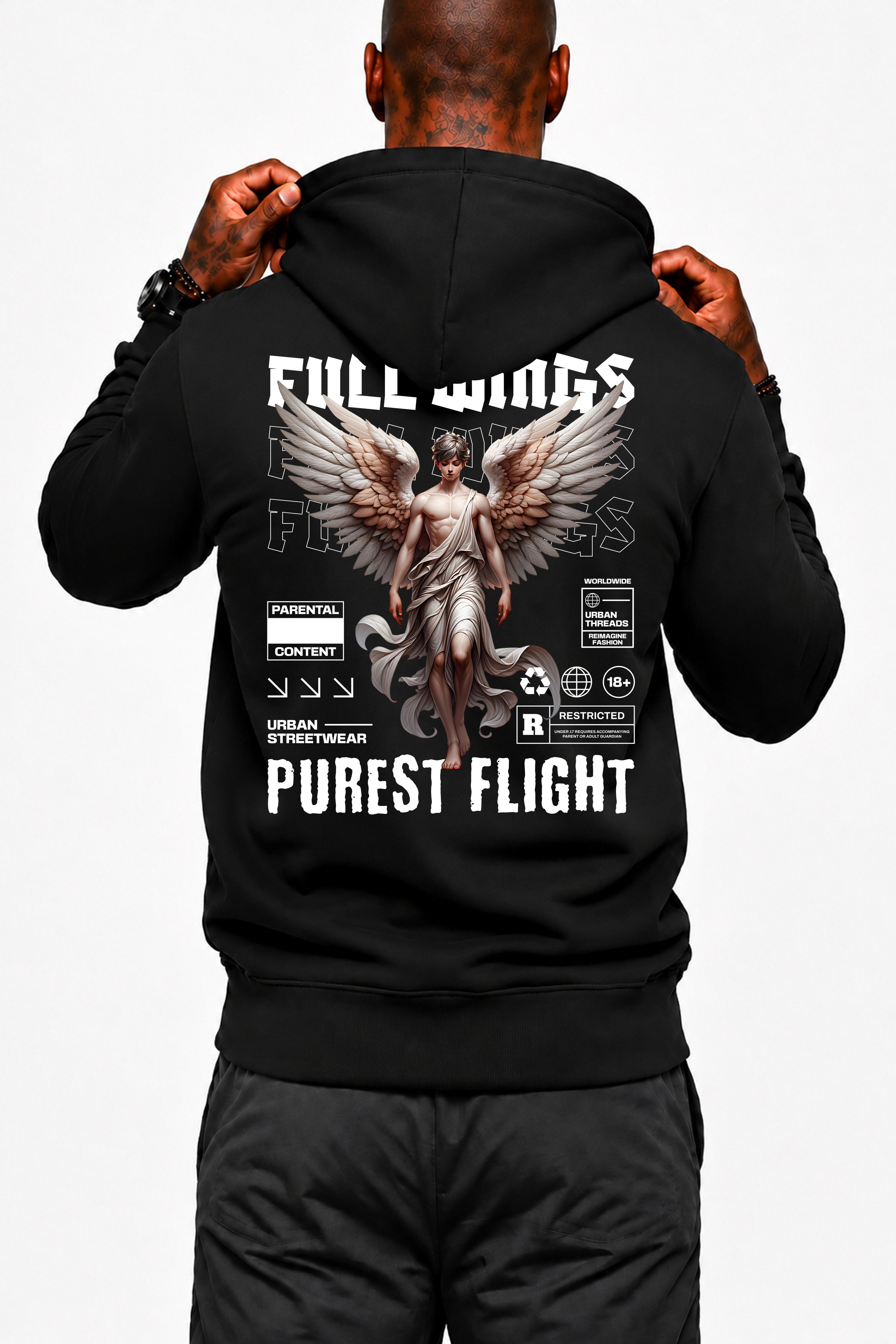 Banco Hoodie Herren Kapuzenpullover Pullover Pulli Langarmshirt "Full WIngs" mit Kapuze und 2 Taschen