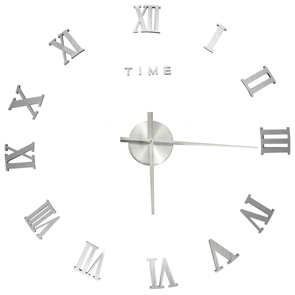 furnicato Uhr Extragroße 3D-Wanduhr Silber 100 cm mit DIY-Größe günstig online kaufen