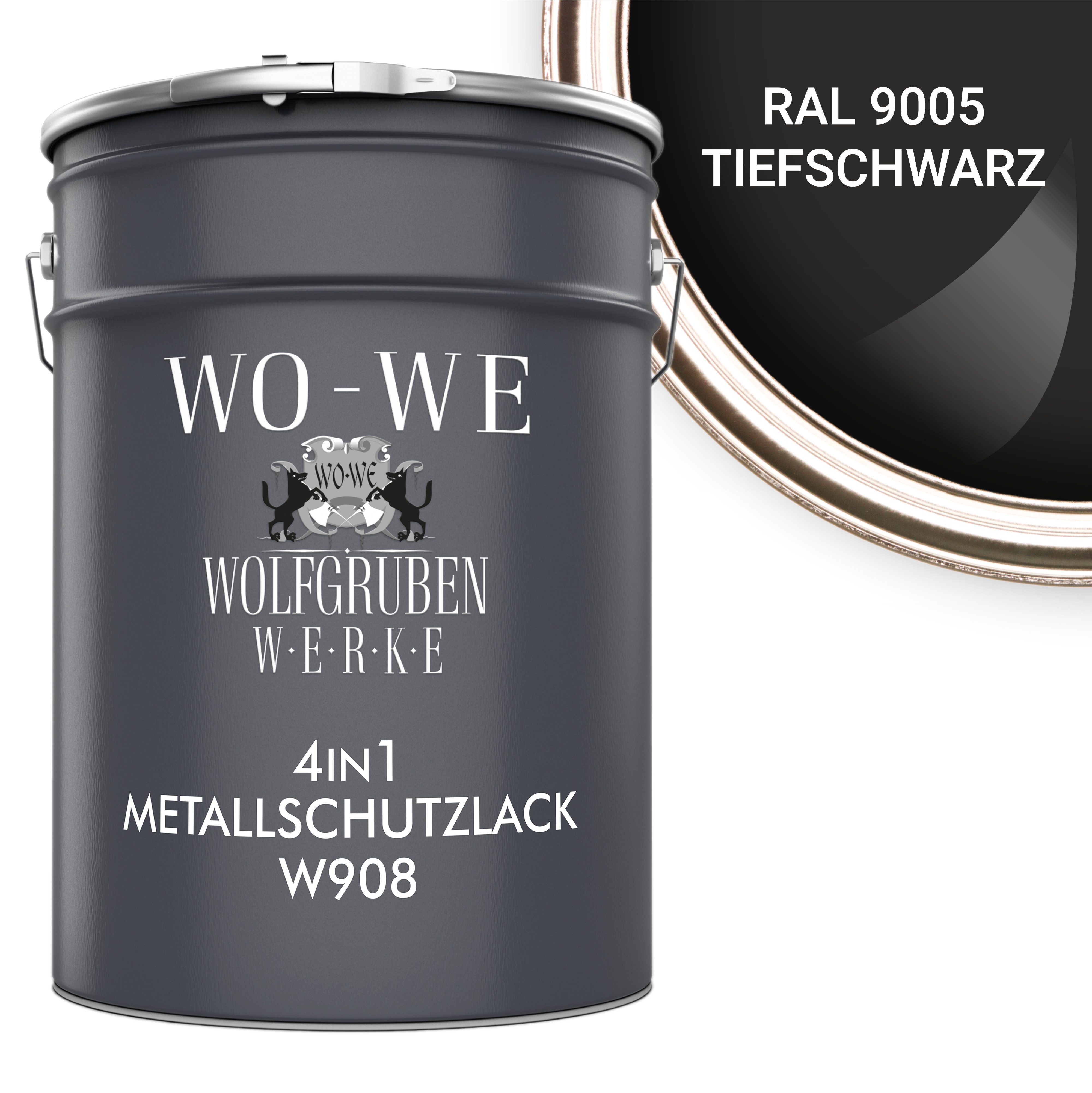 WO-WE Metallschutzlack 4in1 Metalllack Metallfarbe Metallschutzfarbe W908, 0.75L - 2,5L, Außenbereich