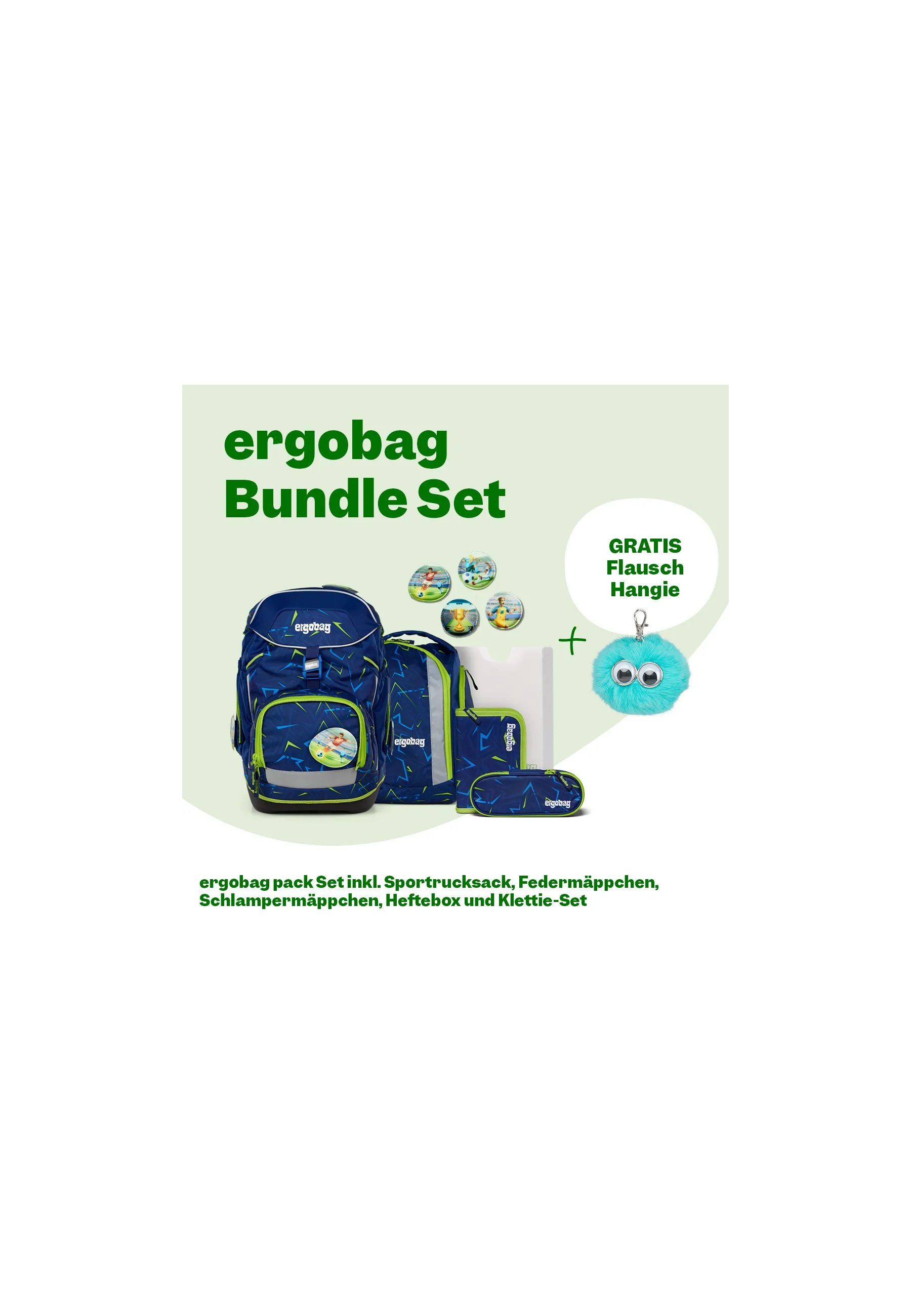 ergobag Schulranzen pack Set Bundle (7-tlg., 7-teiliges Set), größenverstellbares Rückensystem