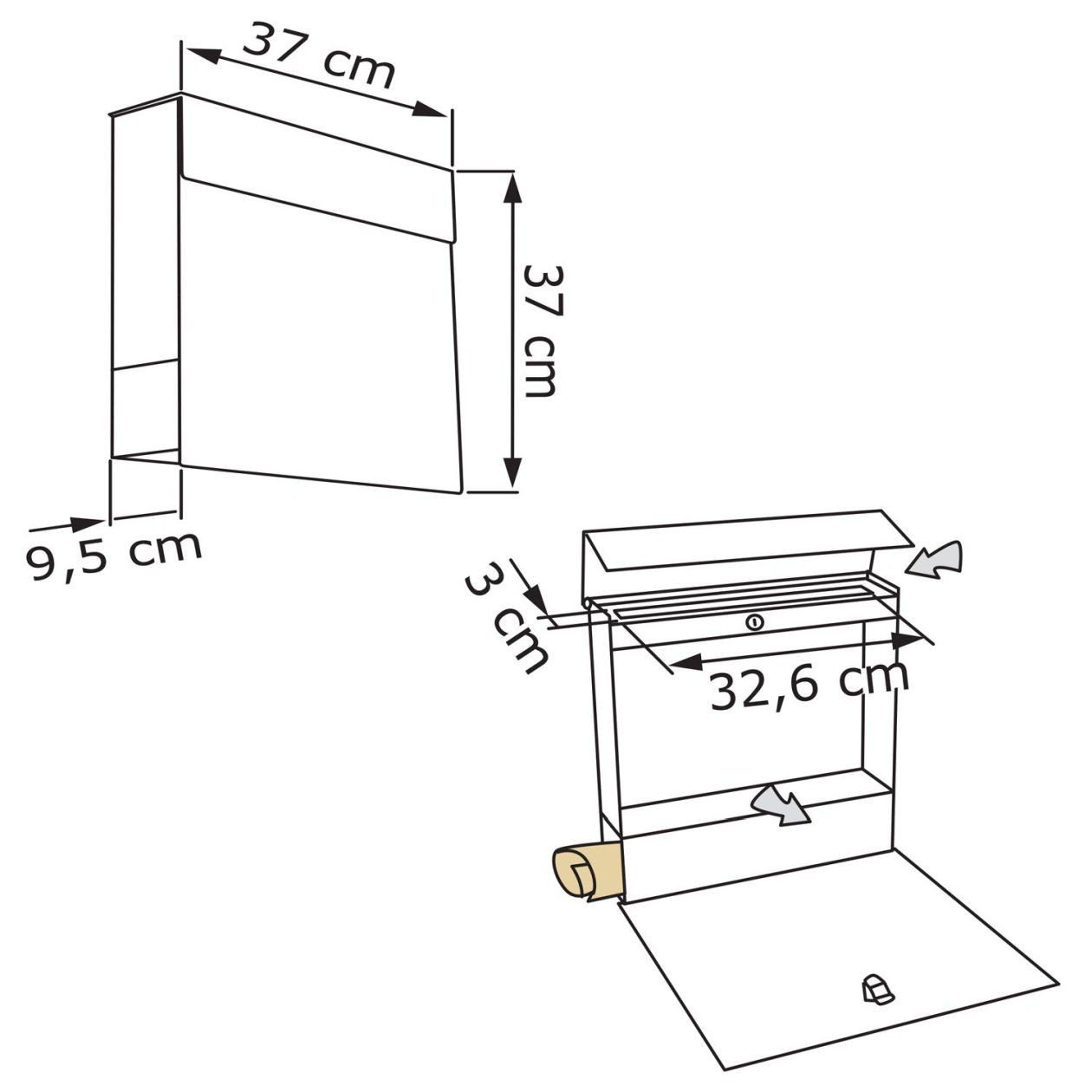 Briefkasten Standbriefkasten Manhattan Schwarz Bravios Edelstahlk mit