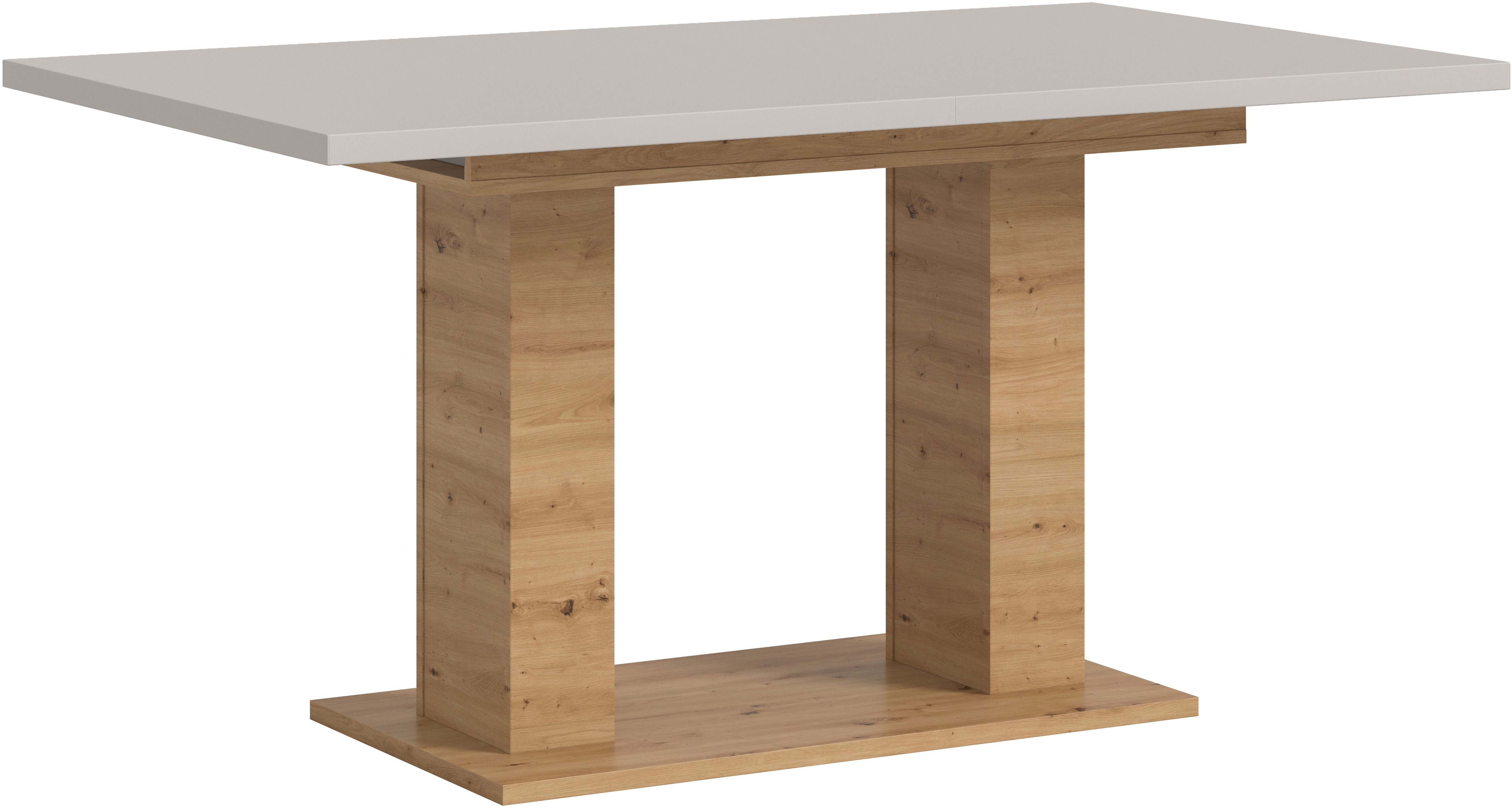Home affaire Esstisch Motus, ausziehbar 150 -190 cm, inklusive 40 cm Einlegeplatte (Set, 1-St), Doppelsäulengestell mit Bodenplatte, Tisch, Esstisch, Küche