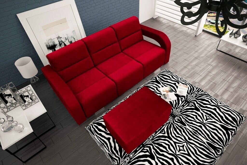 Luxus 235cm Sofa, Kanzlei JVmoebel Wohnzimmer Rot Sitzer 3 Sofa Couch Bank Möbel Blau