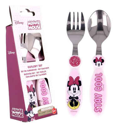 Disney Minnie Mouse Kinderbesteck Kinder Besteck-Set Mouse Minnie Maus 2-teilig Gabel und Löffel (2-tlg)