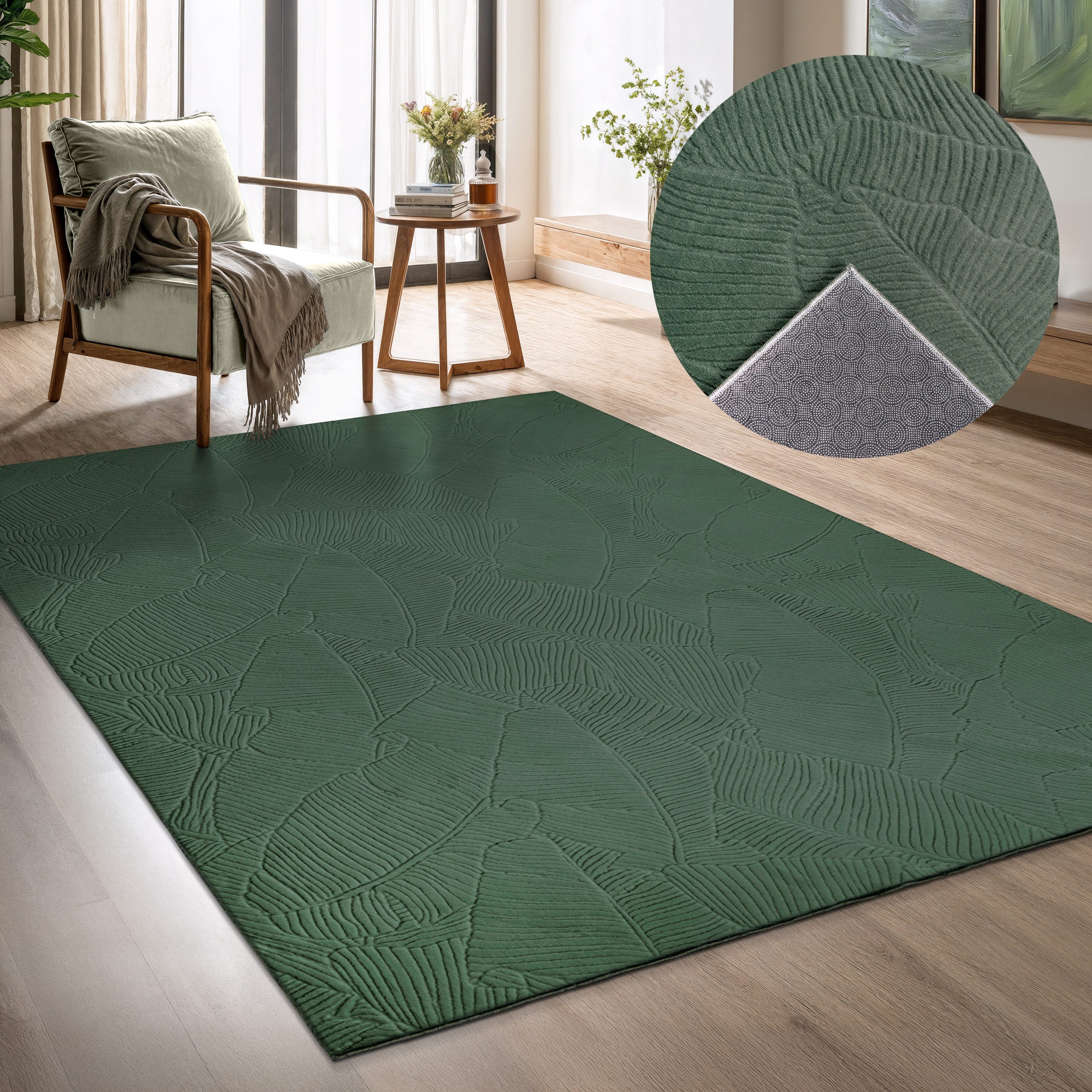 OTTO home Teppich Sveaa, rechteckig, Höhe: 8 mm, mit Anti-Rutsch-Rücken und 3D-Optik