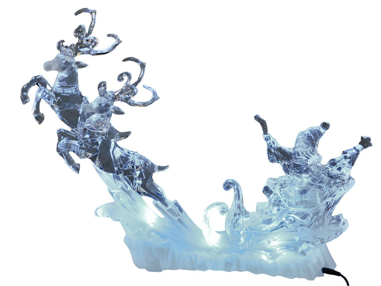 formano Skulptur Acryl, mit Adapter, Transparent, Motiv: Santa mit Schlitten und Rentieren