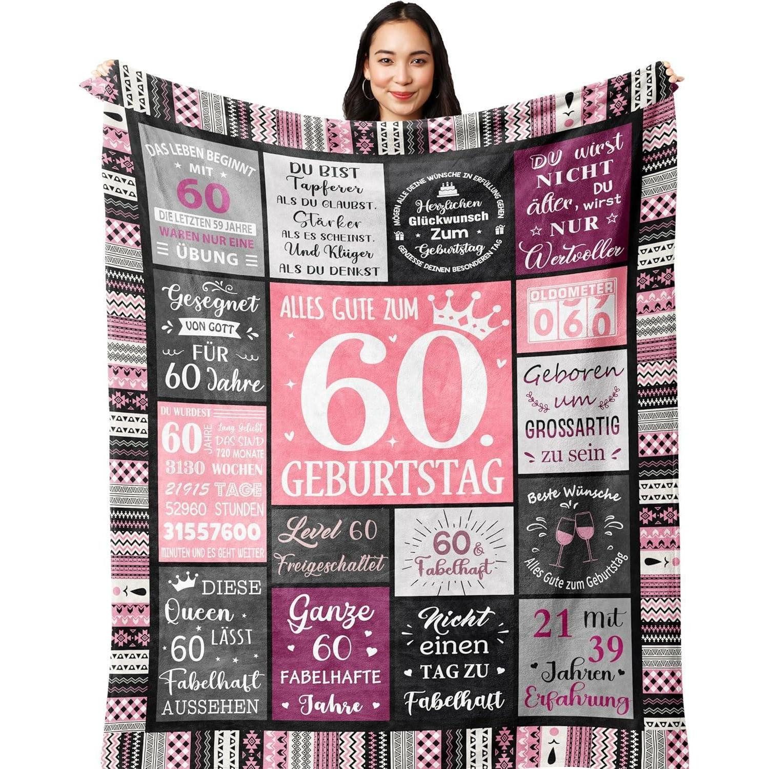 Yesbird Tagesdecke Flanelldecke 150x130CM Geburtstag Frauen Geschenk 60.nodiscard