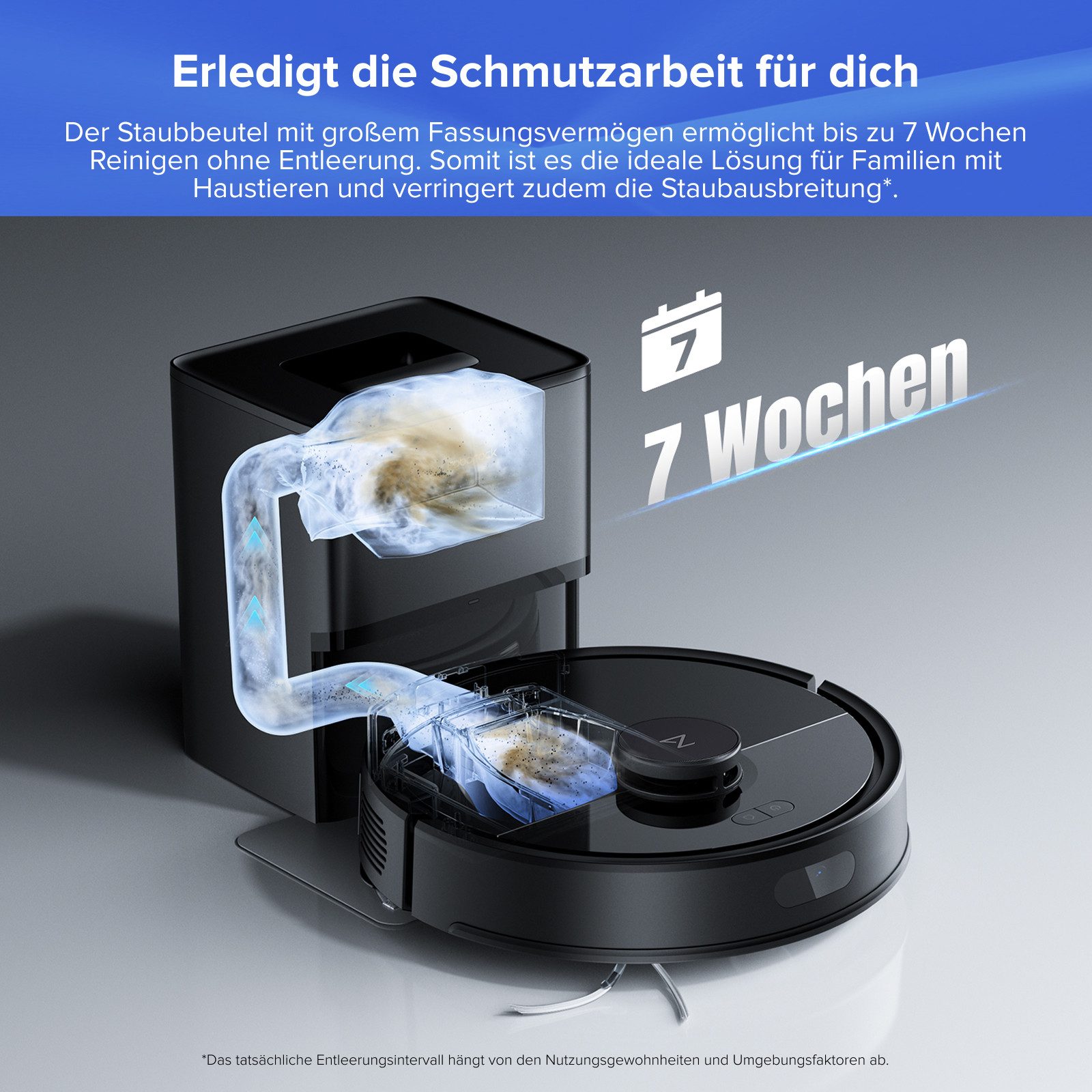 Roborock Saugroboter Q7 L5 Series Saugroboter, Dual Anti-Tangle System, Einstiegsleistung, Perfekt für Haustierbesitzer, 8000 Pa,Dual Anti-Tangle System,Präzise Navigation, App-Steuerung schwarz