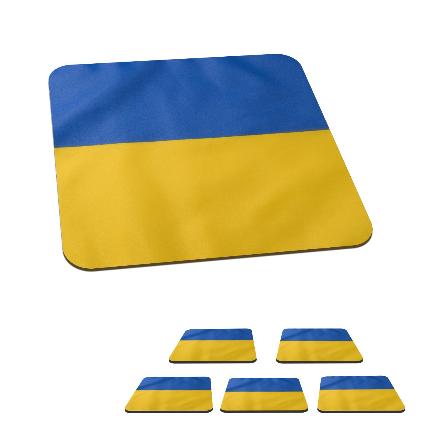 MuchoWow Glasuntersetzer Nahaufnahme der Flagge der Ukraine, Zubehör für Gläser, 6-tlg., Glasuntersetzer, Tischuntersetzer, Korkuntersetzer, Untersetzer, Tasse