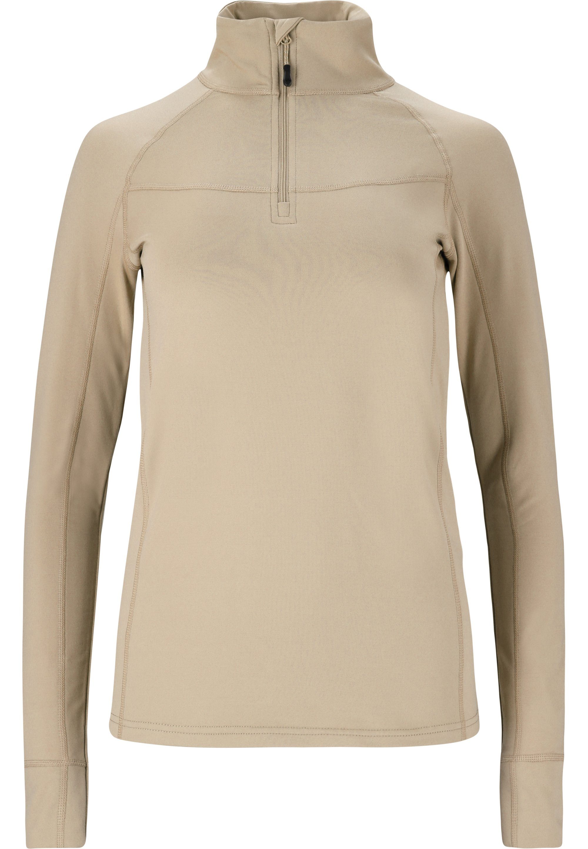 beige Stehkragen mit (1-tlg) Reißverschluss WHISTLER Blume Funktionsshirt und