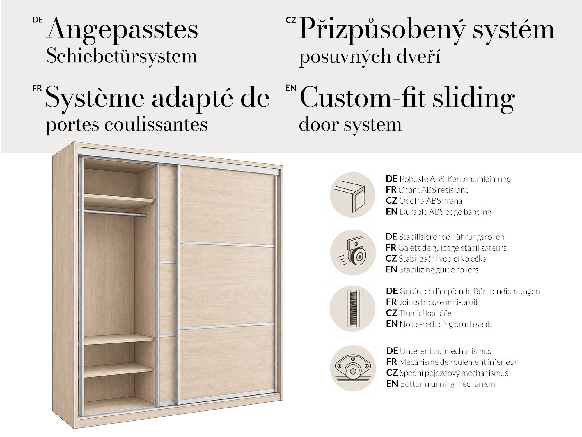 Beautysofa Kleiderschrank Moderner stilvoller eleganter Kleiderschrank mit Schiebetür HELIOS (Moderner Schwebetürenschrank mit Lamellen, Kleiderschrank) In vers – Bild 4 von 5