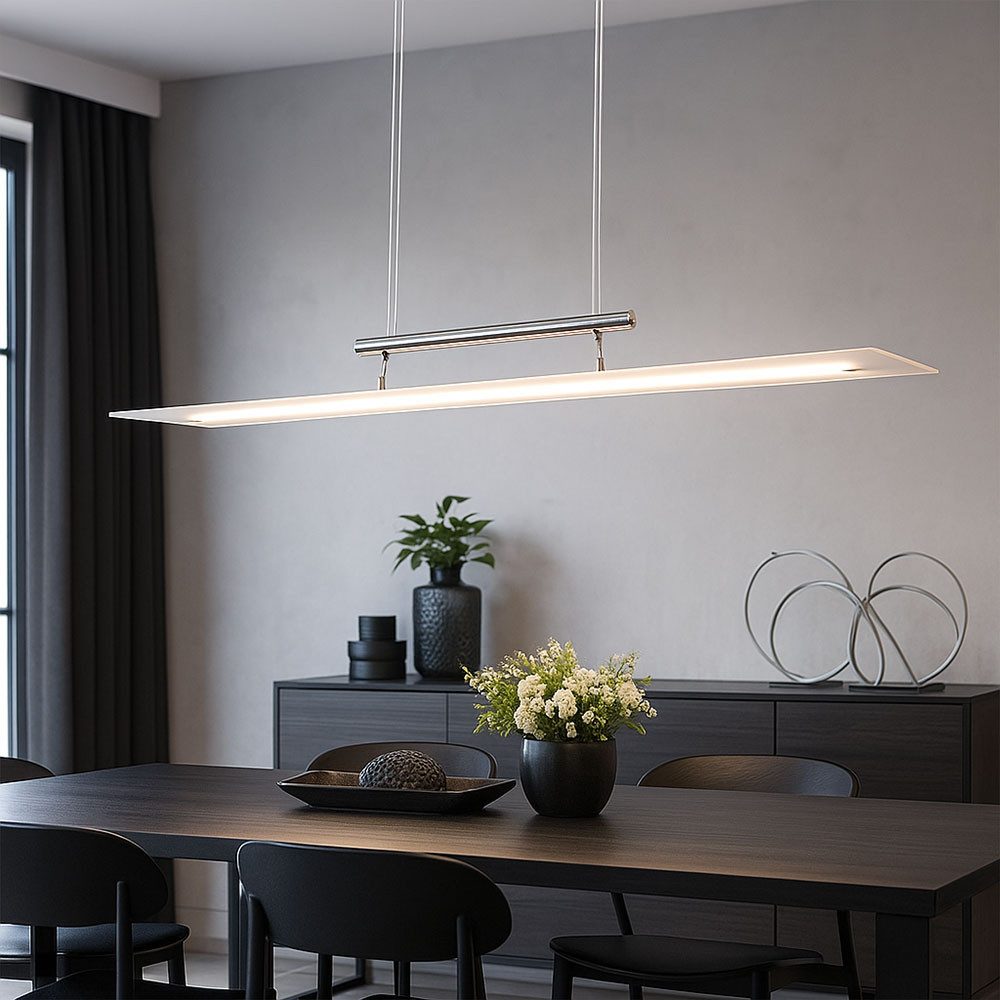 JUST LIGHT Hängeleuchte, LED-Leuchtmittel fest verbaut, Warmweiß, Zugpendel Hängeleuchte Esszimmerlampe LED Höhenverstellbar chrom