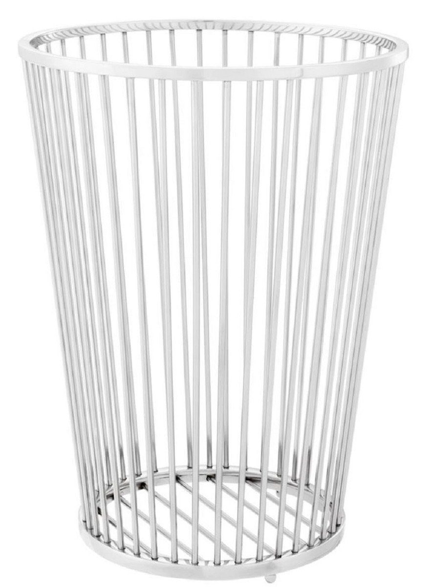 Luxus - Casa x Edelstahl Accessoires Silber Wäschekorb Padrino Ø Badezimmer Luxus H. Dekoobjekt 30 40,5 cm