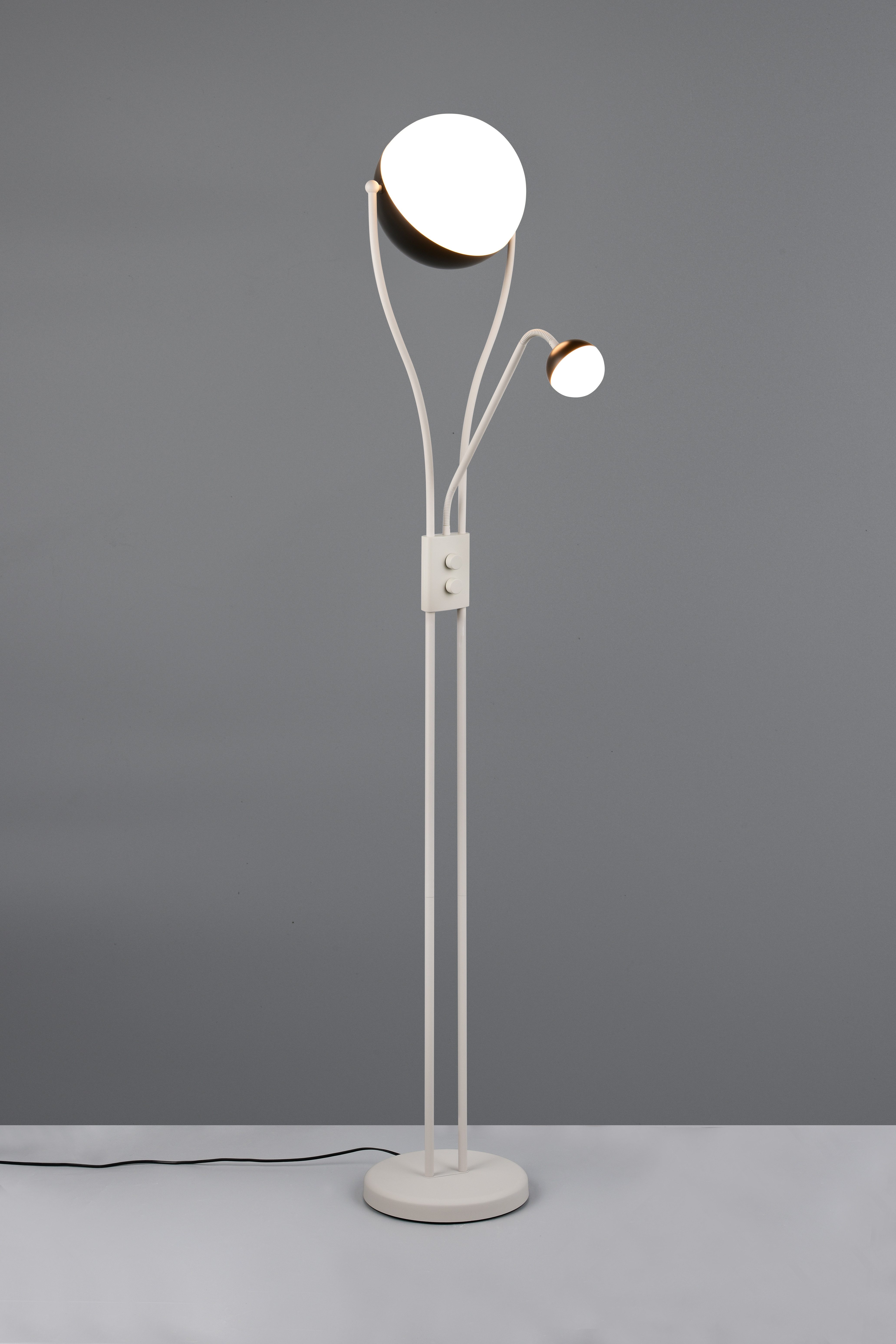 TRIO Leuchten LED Stehlampe CHRIS, LED Stehleuchte, mit Lesearm, Drehdimmer, Dimmfunktion, Lesearm, getrennt schaltbar, LED fest integriert, Warmweiß, flexibles Leselicht getrennt schalten + dimmen, warmweißes Licht 3000K