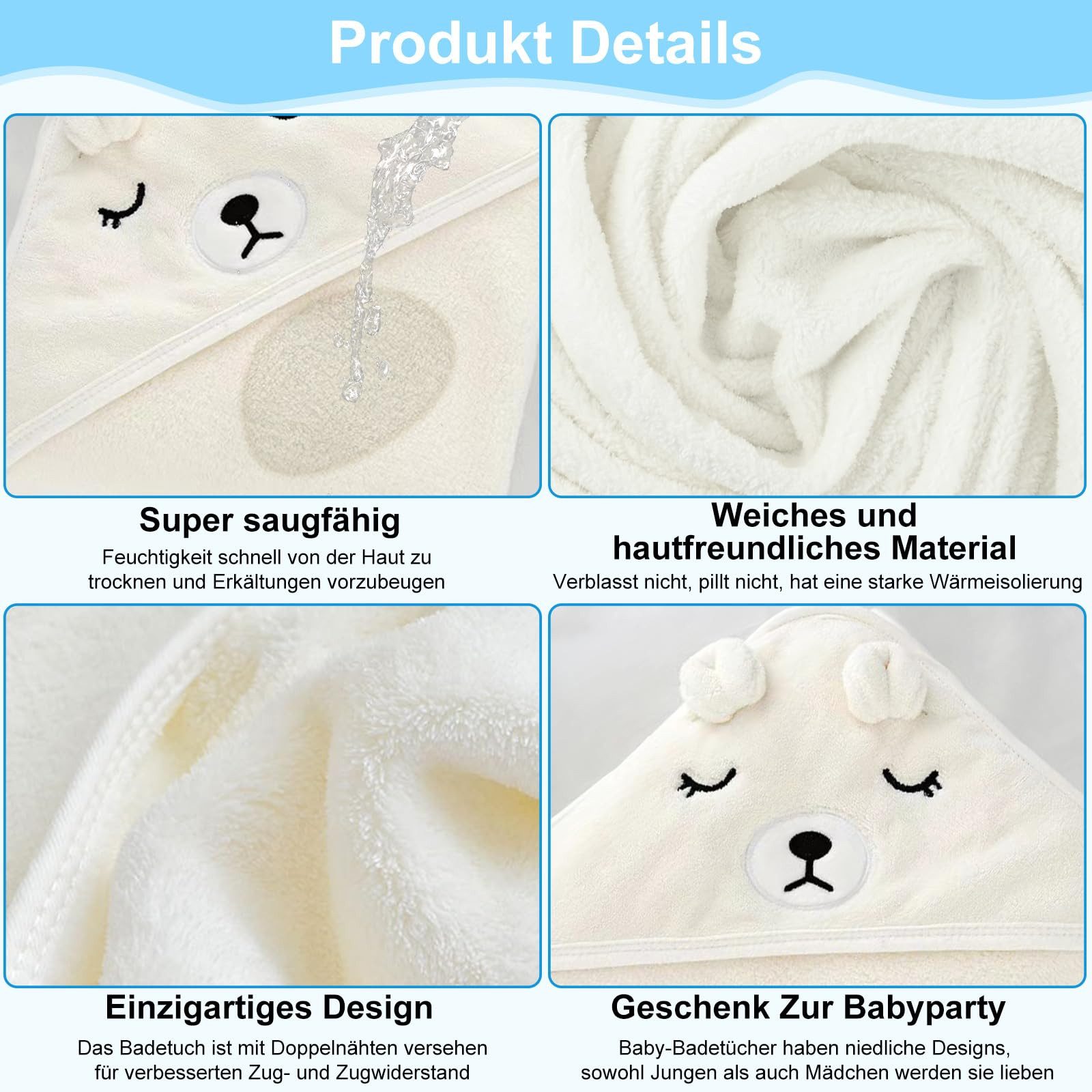 ZEUOPQ Kapuzenhandtuch Kapuzenhandtuch 4er Set,Kinde Badetuch günstig online kaufen