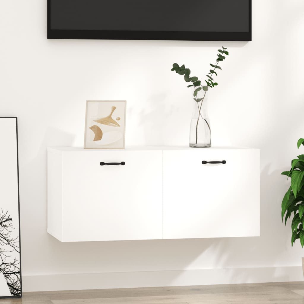 furnicato Wandhängeschrank Eleganter Wandschrank in Weiß, 80 x 36,5 x 35 cm, 1-tlg., Feuchtigkeitsbeständiger Schwebeschrank mit Fächern für das Wohnzimmer