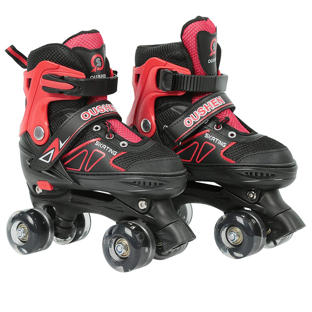 JEOBEST Rollschuhe Verstellbare Rollschuhe für Kinder, Atmungsaktiv Quad Skates, Für Mädchen und Jungen, Weihnachts Geschenke, Größen 27-37
