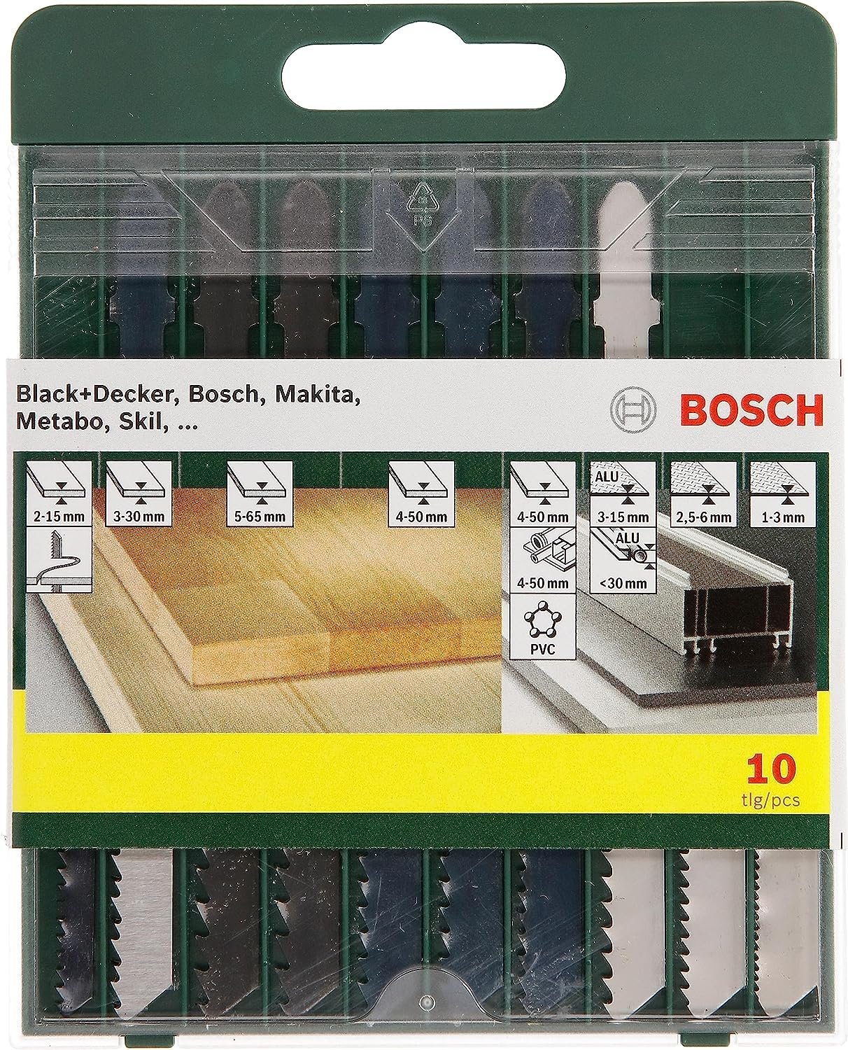 BOSCH Bohrfutter Bosch 10-teilige Stichsägeblatt Set ffür Holz/Metall/Kunststoff, T-Sch