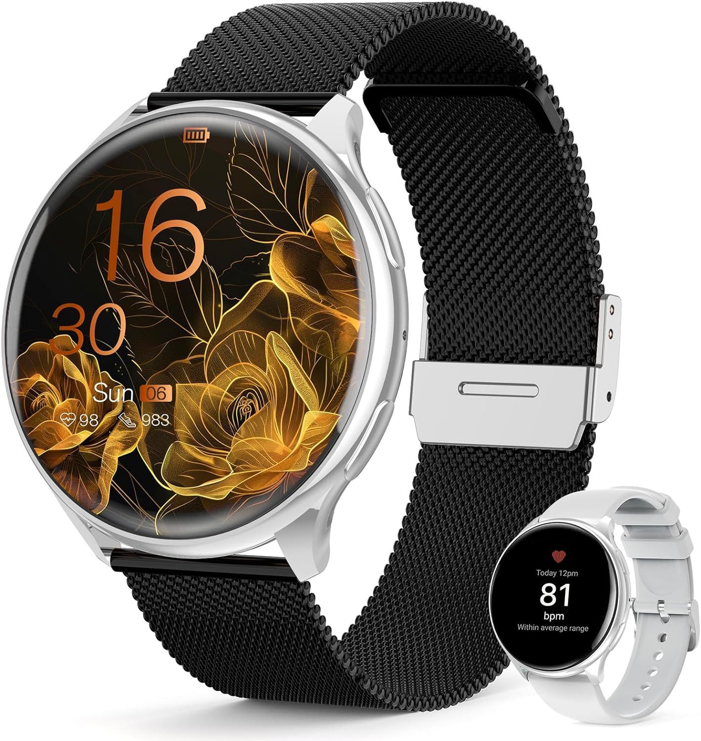 Damen's Telefonfunktion IP68 Wasserdichter Fitness-Tracker Smartwatch