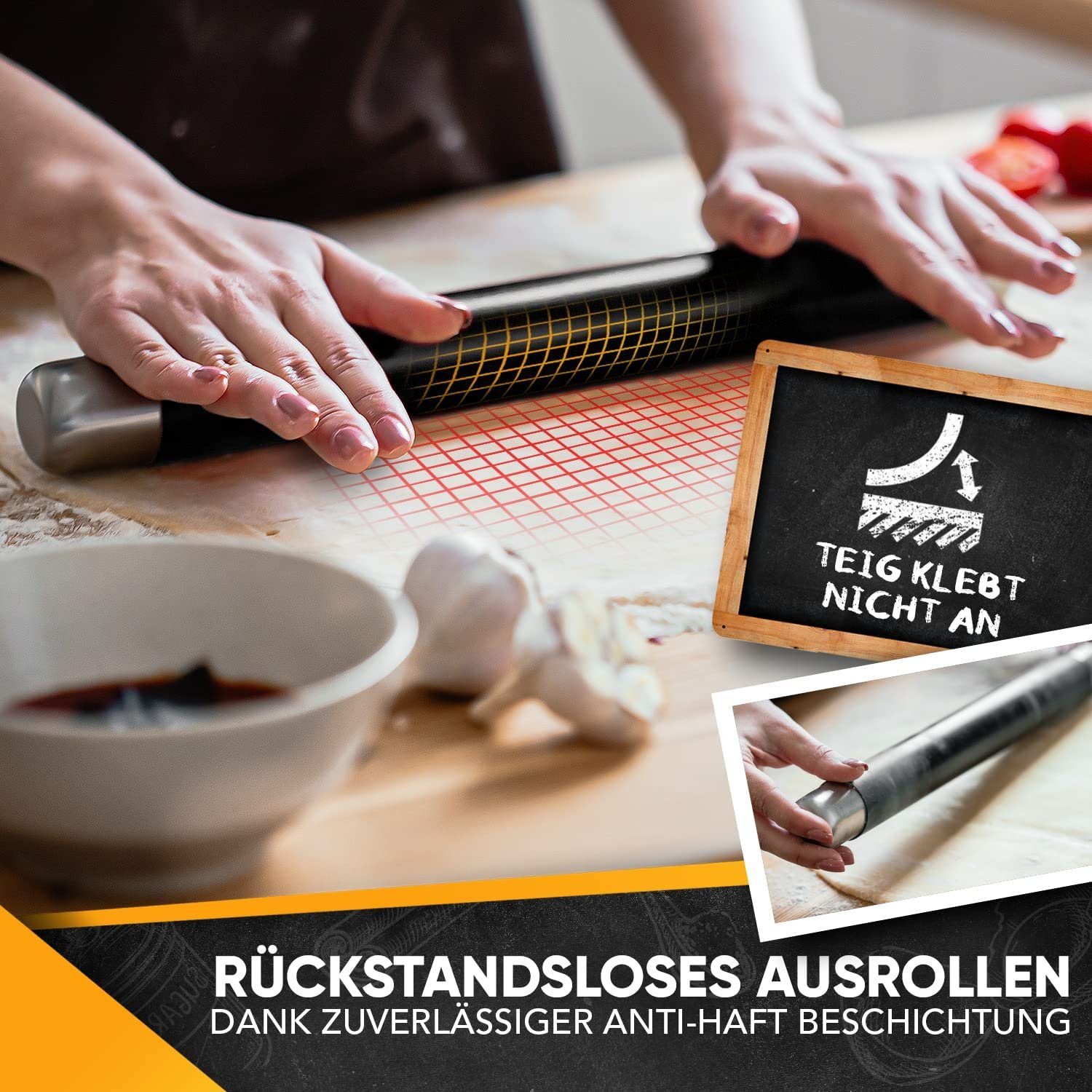 Loco Bird Teigroller aus BPA freiem Silikon Silikon, (Teigrolle mit Antihaftbeschichtung, Nudelholz Silikon ohne Griffe), Backzubehör für Fondant Roller, Pizza, – Bild 4 von 5