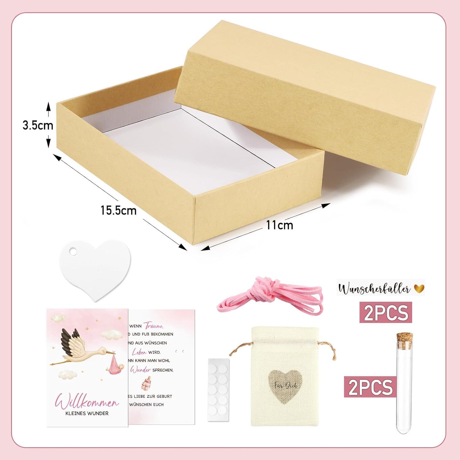 Wiladu Spardose Wiladu Geburt Geschenk Reagenzglas Jutesäckchen Grußkarte