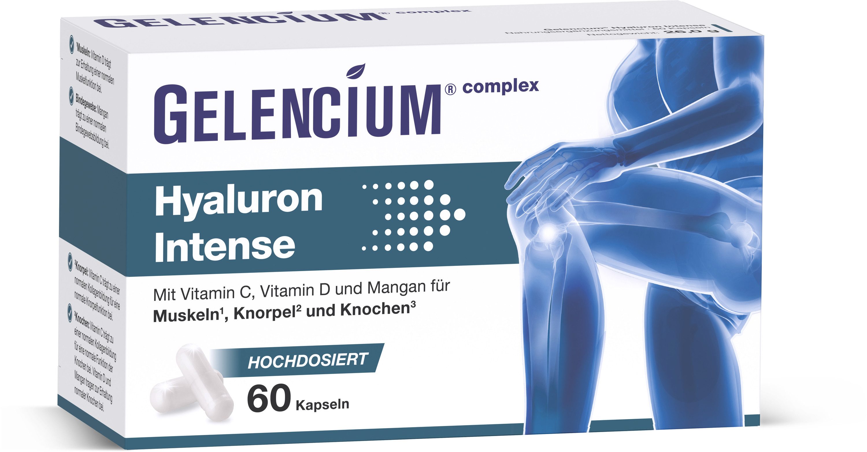 GELENCIUM® Hyaluron Intense hochdosiert mit Vitamin C KAP, 60 St., 26.0 g