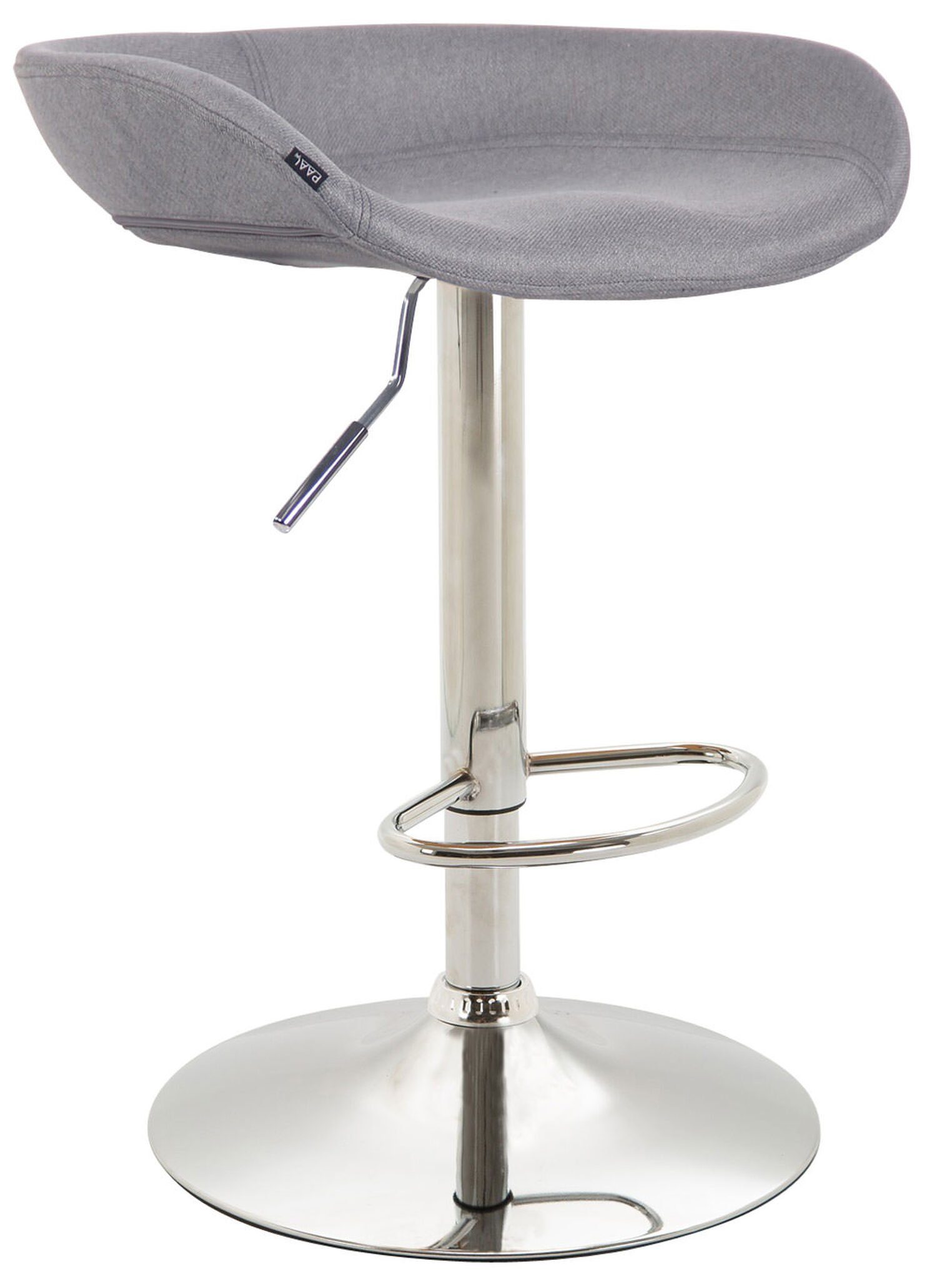 TPFLiving Barhocker Anna mit angenehmer Fußstütze (Barstuhl Hocker für Theke & Küche - 360° drehbar und höhenverstellbar), Gestell Metall chrom - Sitzfläche: Stoff Grau