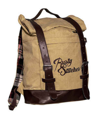 Rusty Stitches Tourenrucksack Archer beige braun, Motorradrucksack im retro classic vintage Look