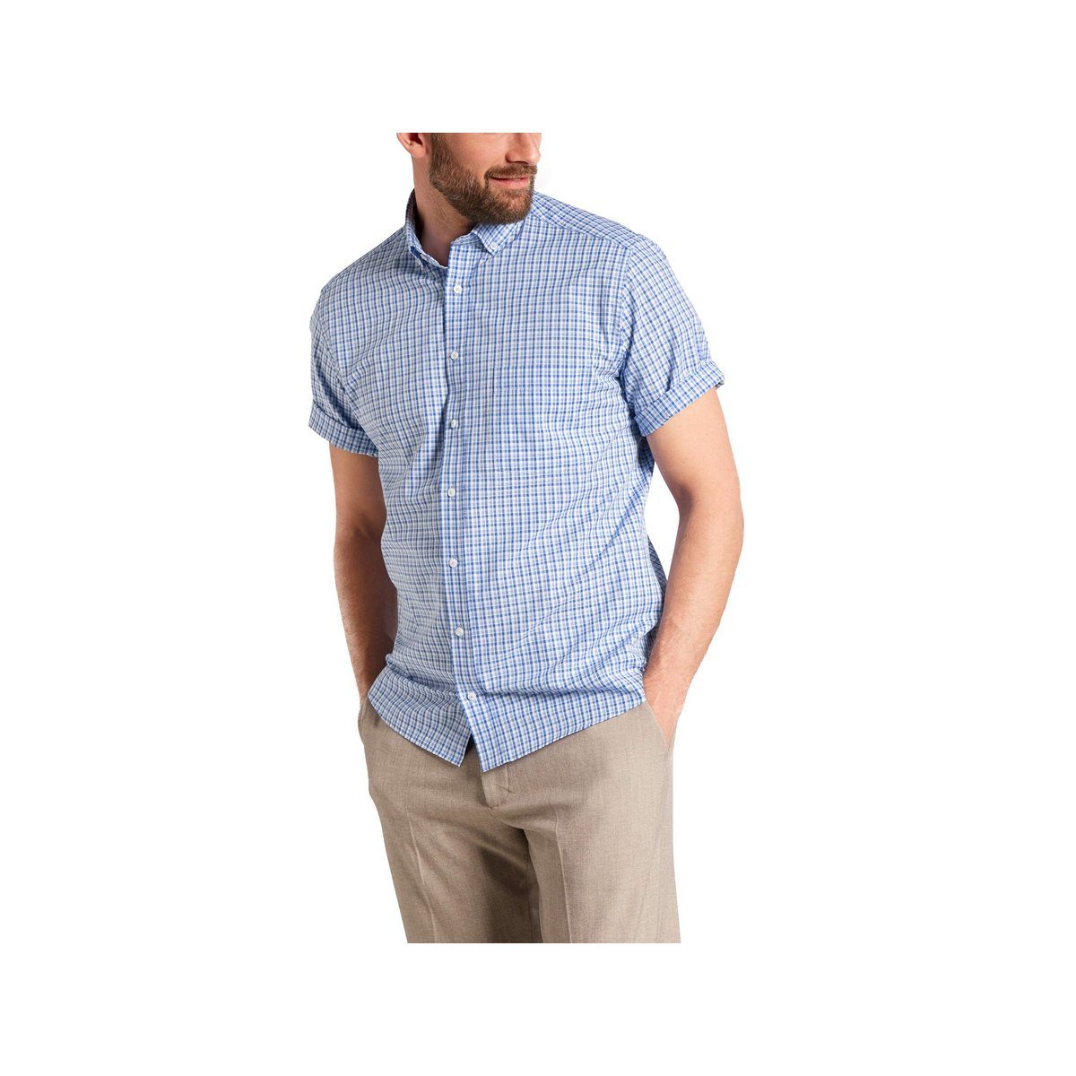 mittel-blau Kurzarmhemd (1-tlg., Eterna Angabe) keine