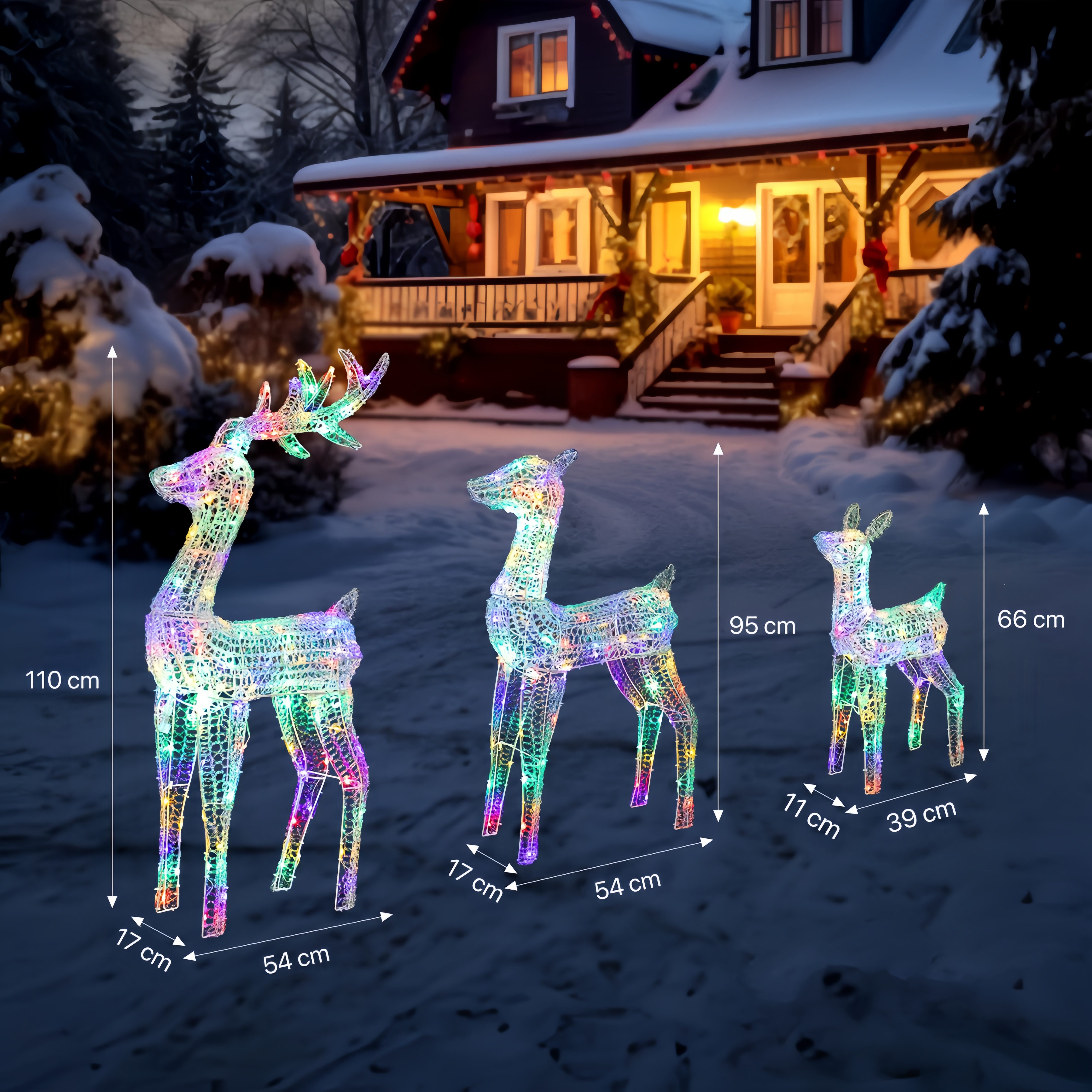 VINGLI LED-Dekofigur Leuchtendes Weihnachtsdeko, 3-teiliges Rentier-Familie günstig online kaufen