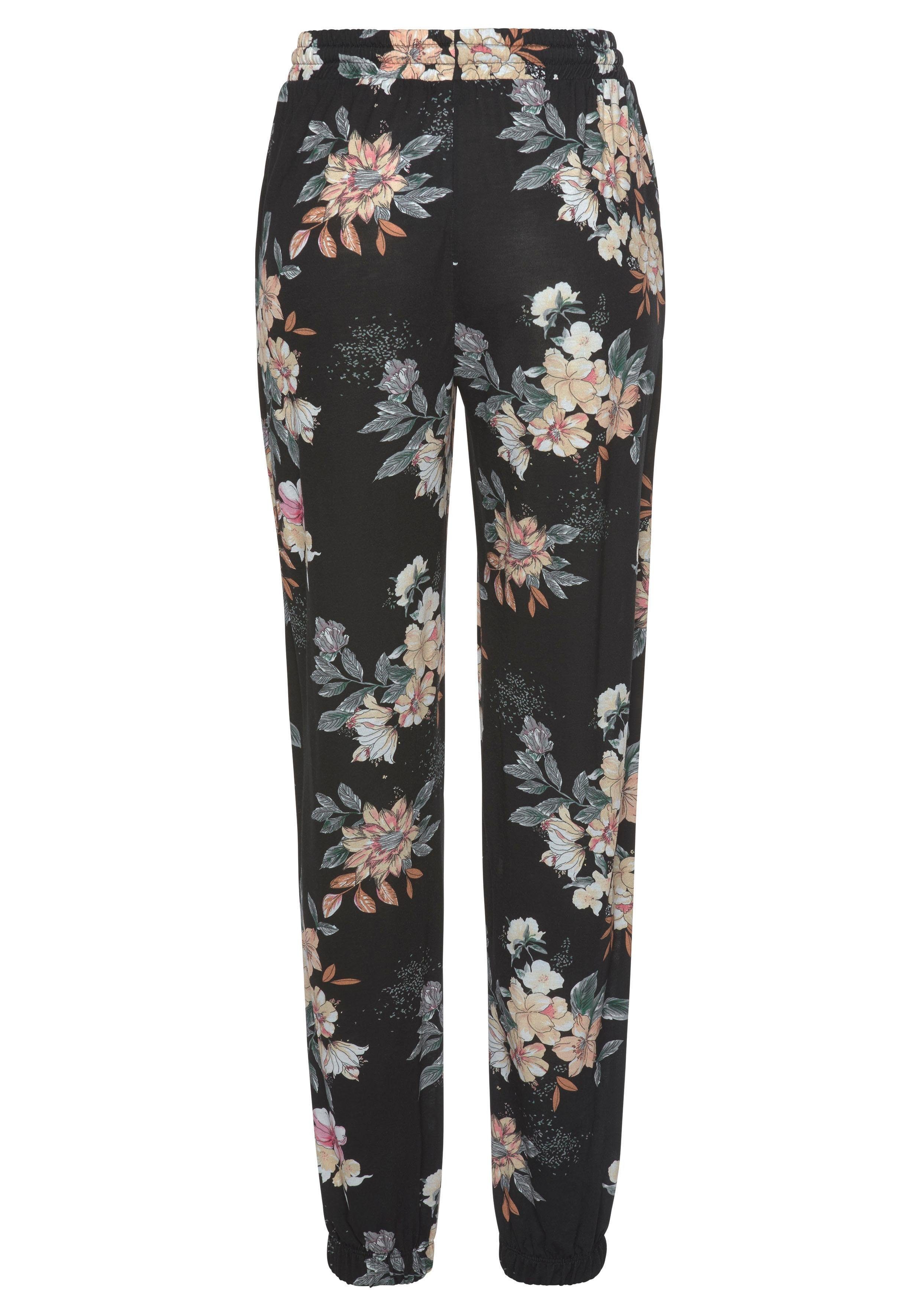 LASCANA Strandhose aus luftig leichtem Jerseystoff mit Blumendruck, Jerseyhose, luftige Sommerhose, Schlupfhose – Bild 3 von 5