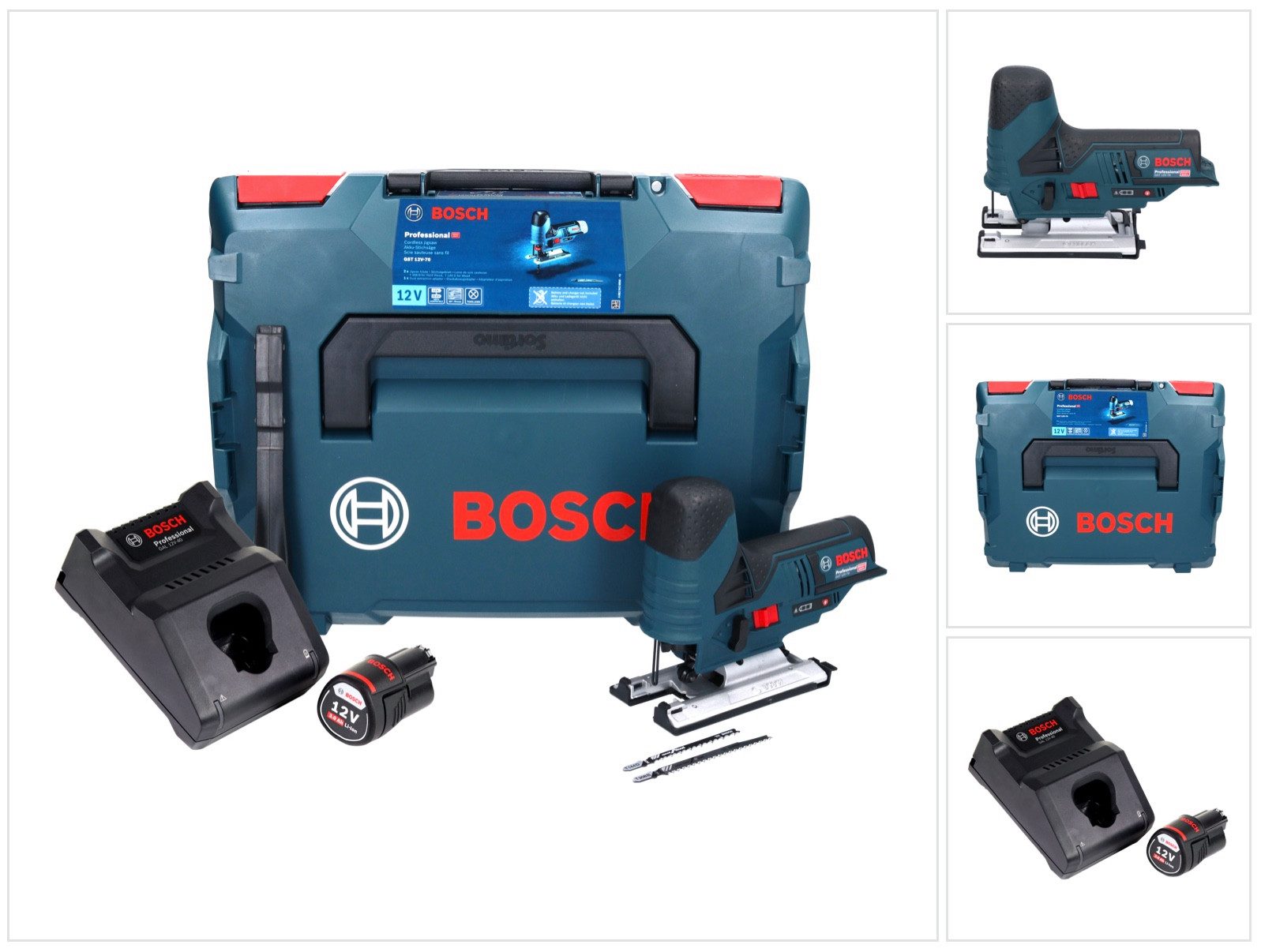 Bosch Professional Akku-Stichsäge GST 12V-70 Professional Akku Stichsäge 12 V + 1x Akku 3,0 Ah + Ladege