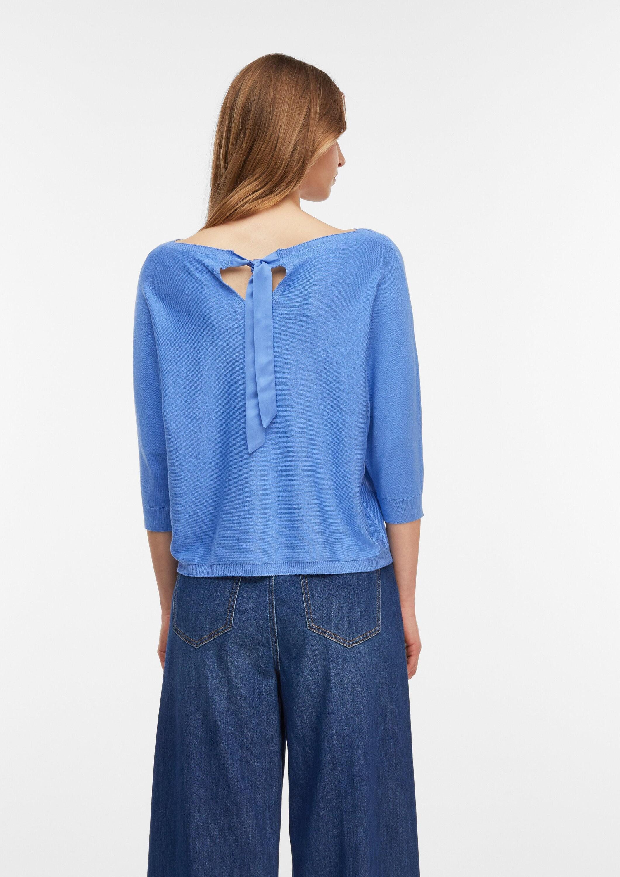 comma 3/4 Arm-Pullover Strickpullover Feinstrickpullover mit Fledermausärmeln und Satinband