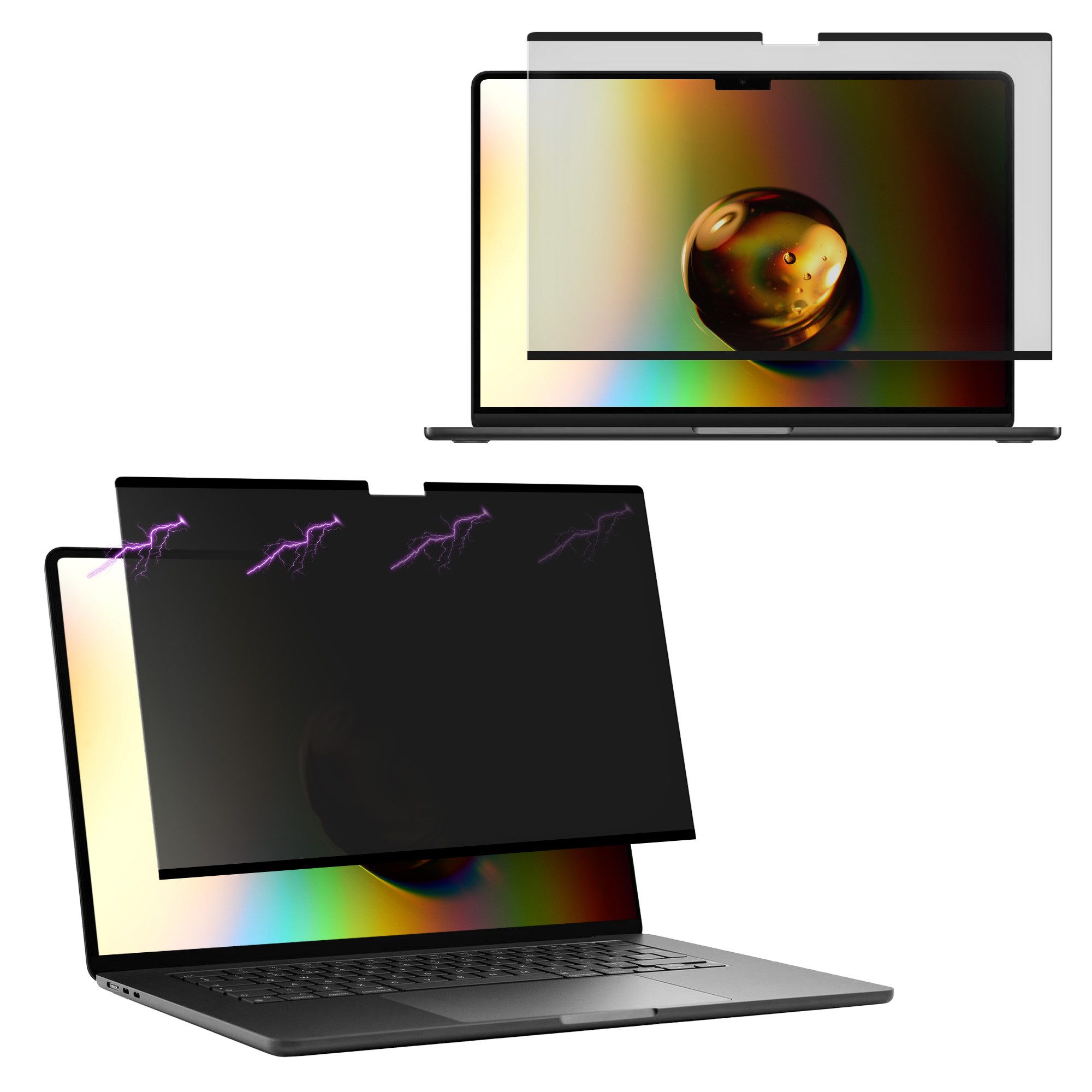 kwmobile Schutz-Set Folie für Apple Macbook Air 13 M4 2025 A3240, Sichtschutzfolie - Blickschutzfolie Privacy Screen - Anti Spy Folie