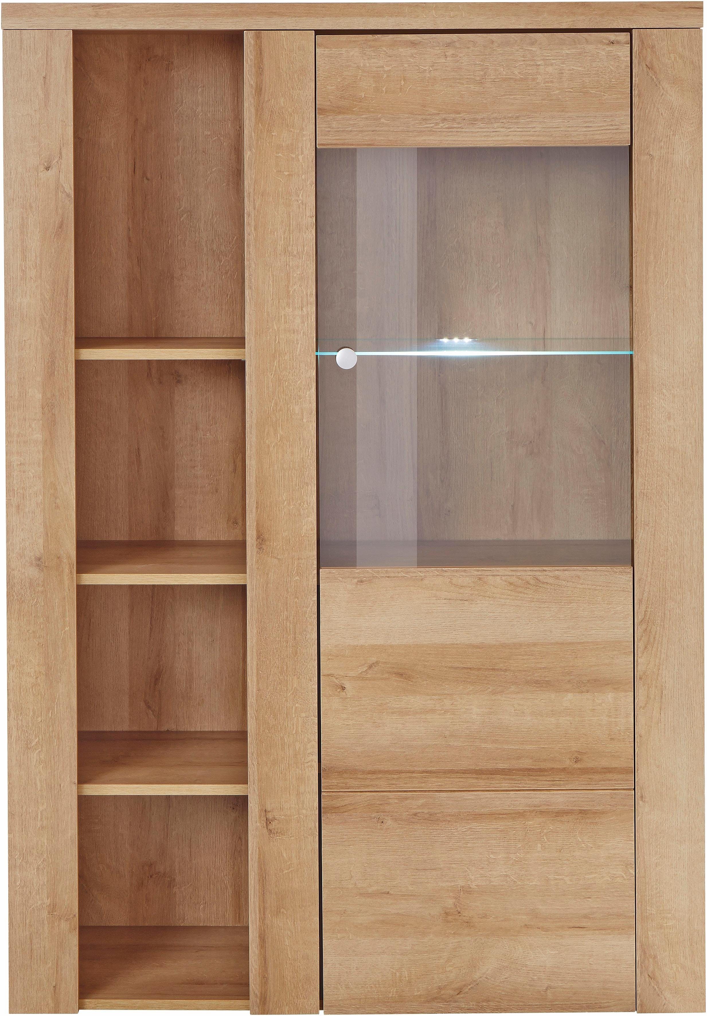 OTTO home Vitrine Larona, zeitlose Glasvitirne, Hochschrank Höhe 145 cm Stauraumvitrine mit dekorativer Rahmenoptik