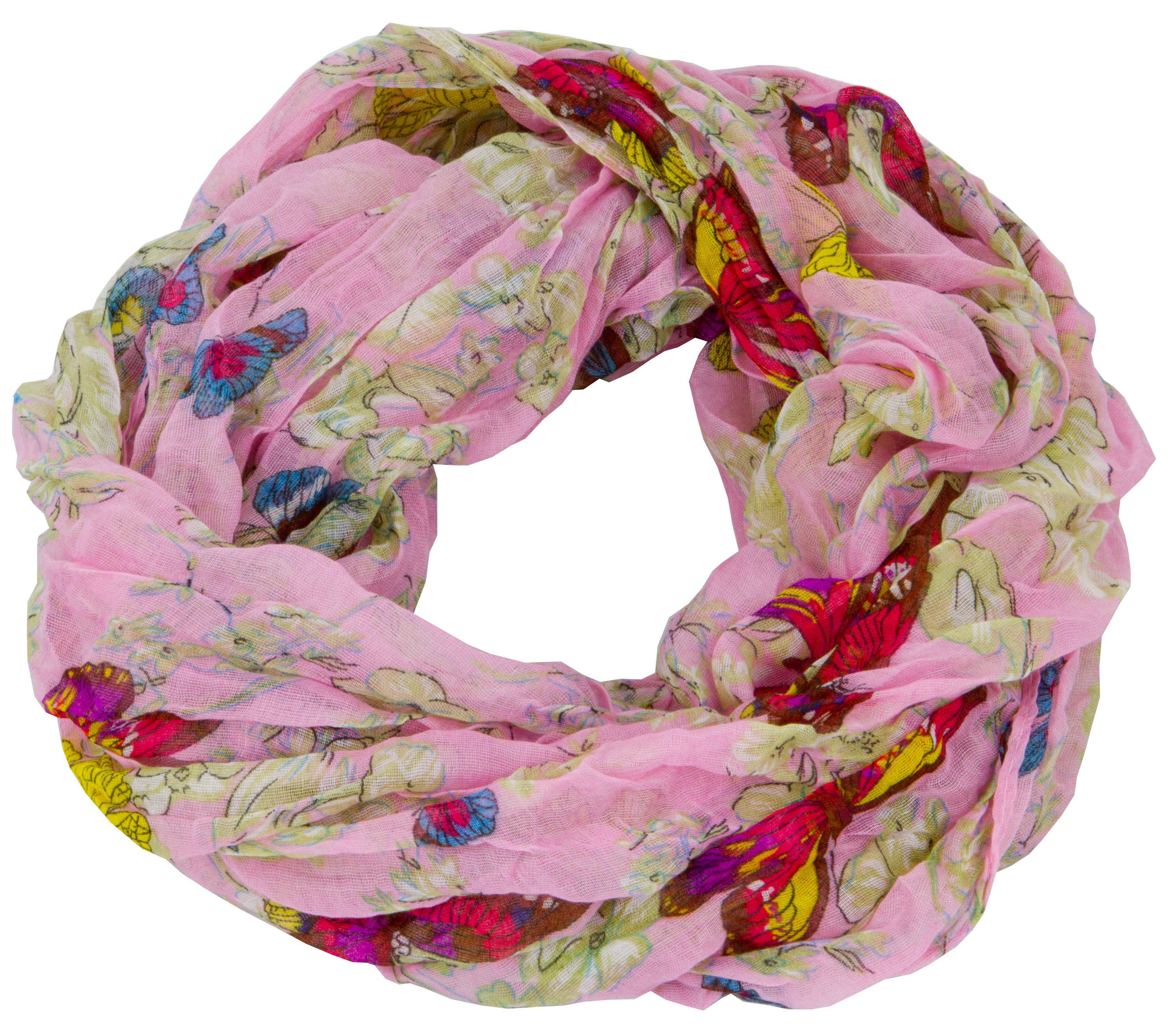 Modeschal 3999-Butterfly Loop Schal Schlauchschal mit Schmetterlinge