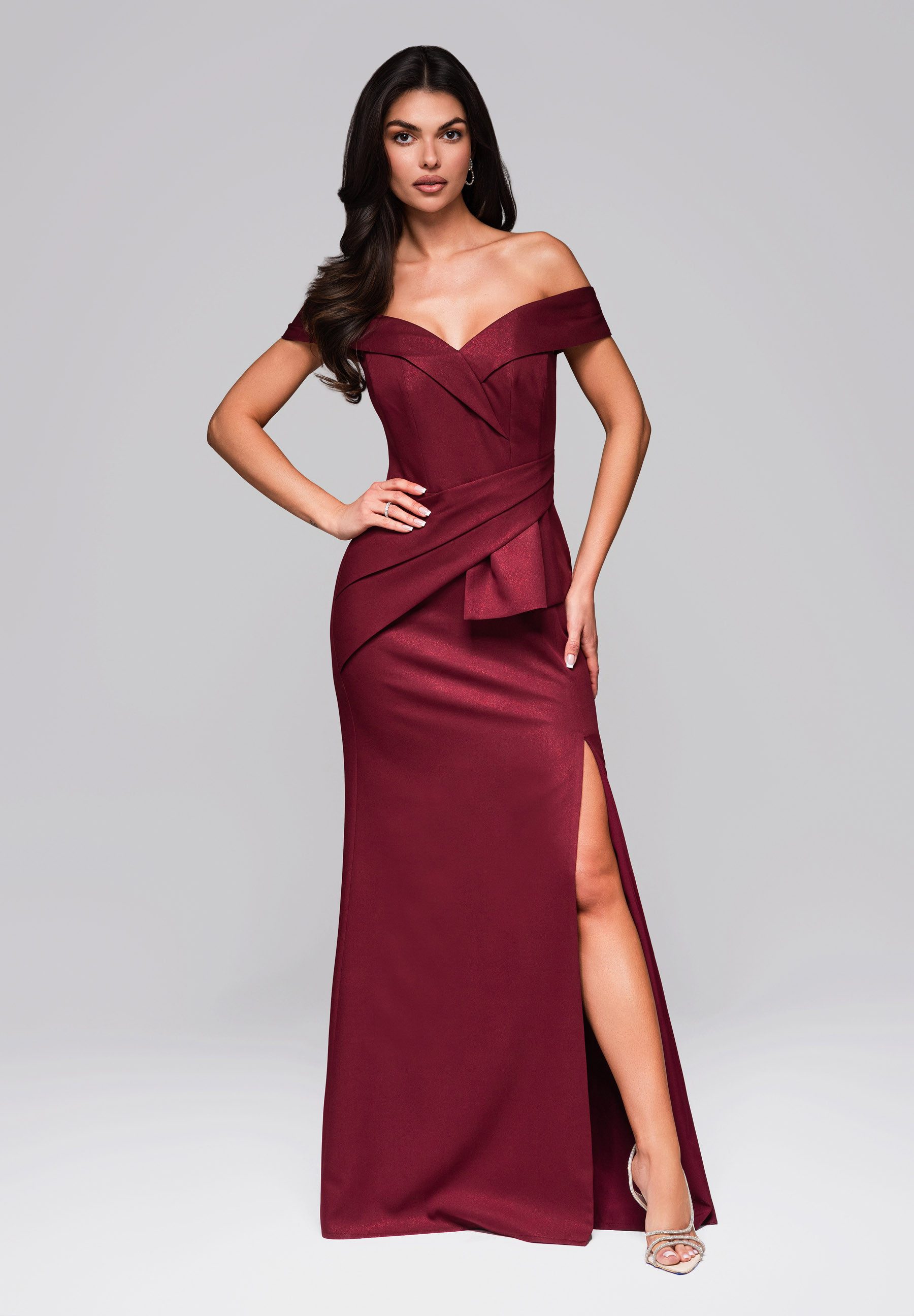 OMBRE Abendkleid Schulterfreies Abendkleid mit Schlitz