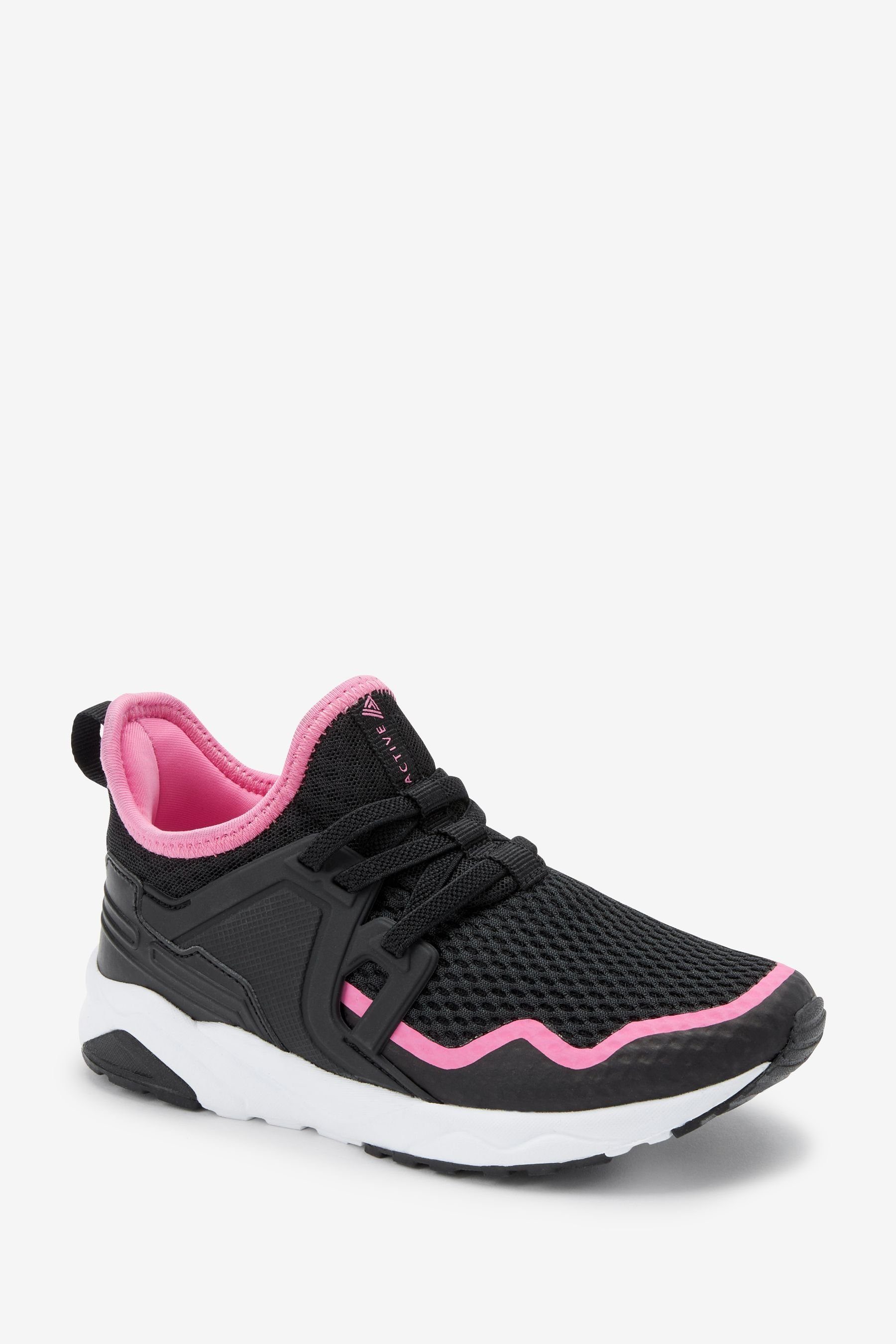 Schnürung Sneaker mit Black/Pink (1-tlg) Elastischer Next Sportschuh