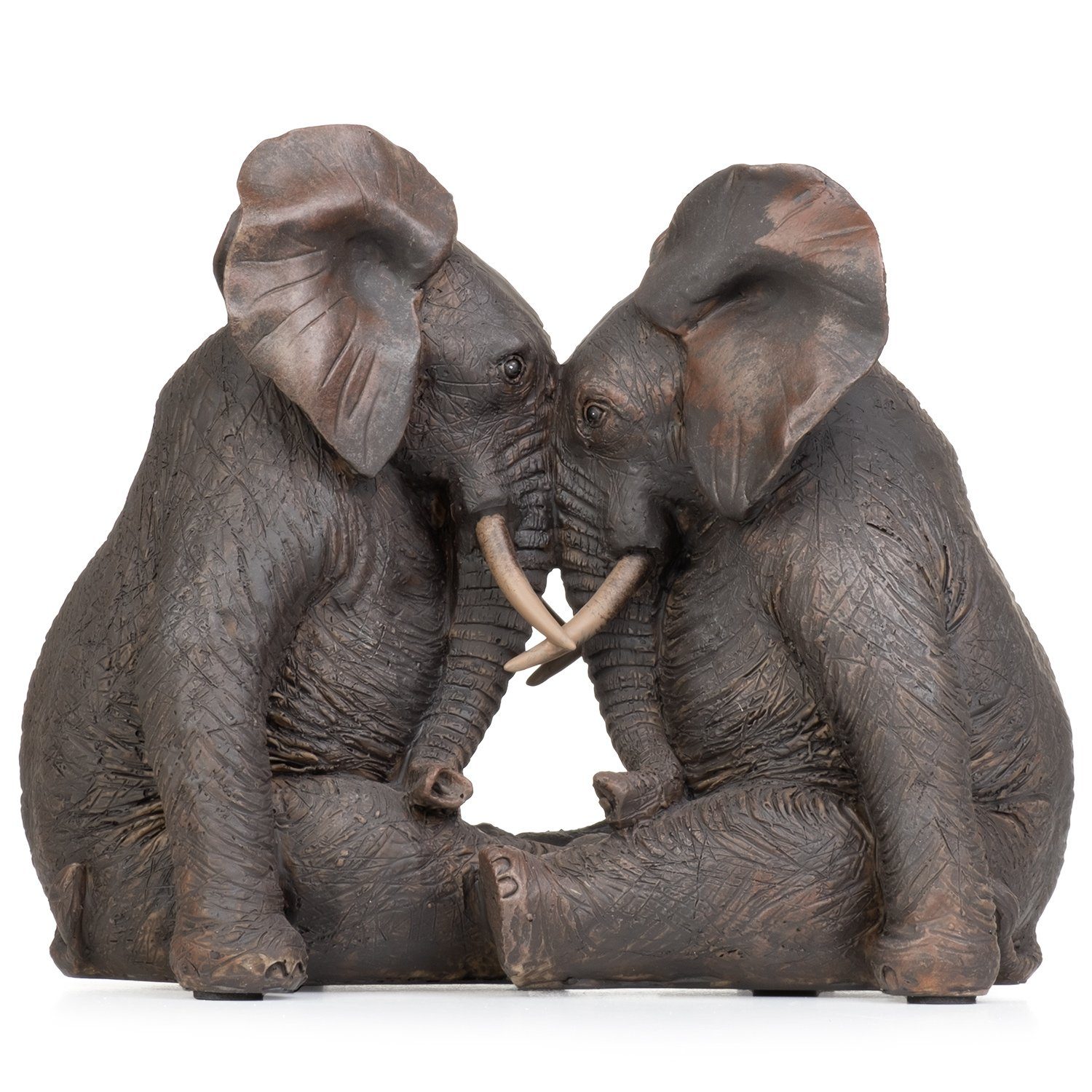 Elefantenpaar Kopf an Polyresin dunkelbrau, Dekofigur Deko-Figur Dekoration aus aus sitzend Kopf Dekoelement Dekofigur Moritz Figuren Polyresin