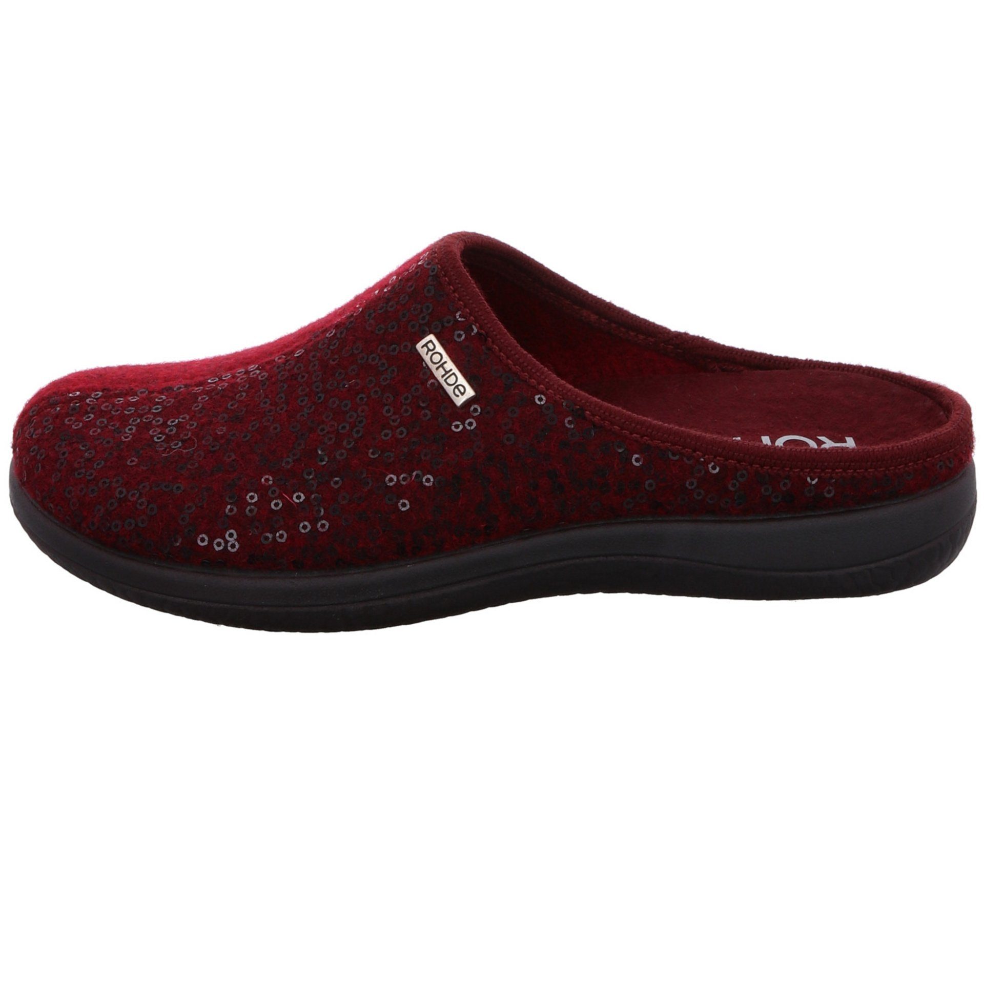 Hausschuhe Hausschuh Slipper weinrot Textil Rohde Damen Hausschuh