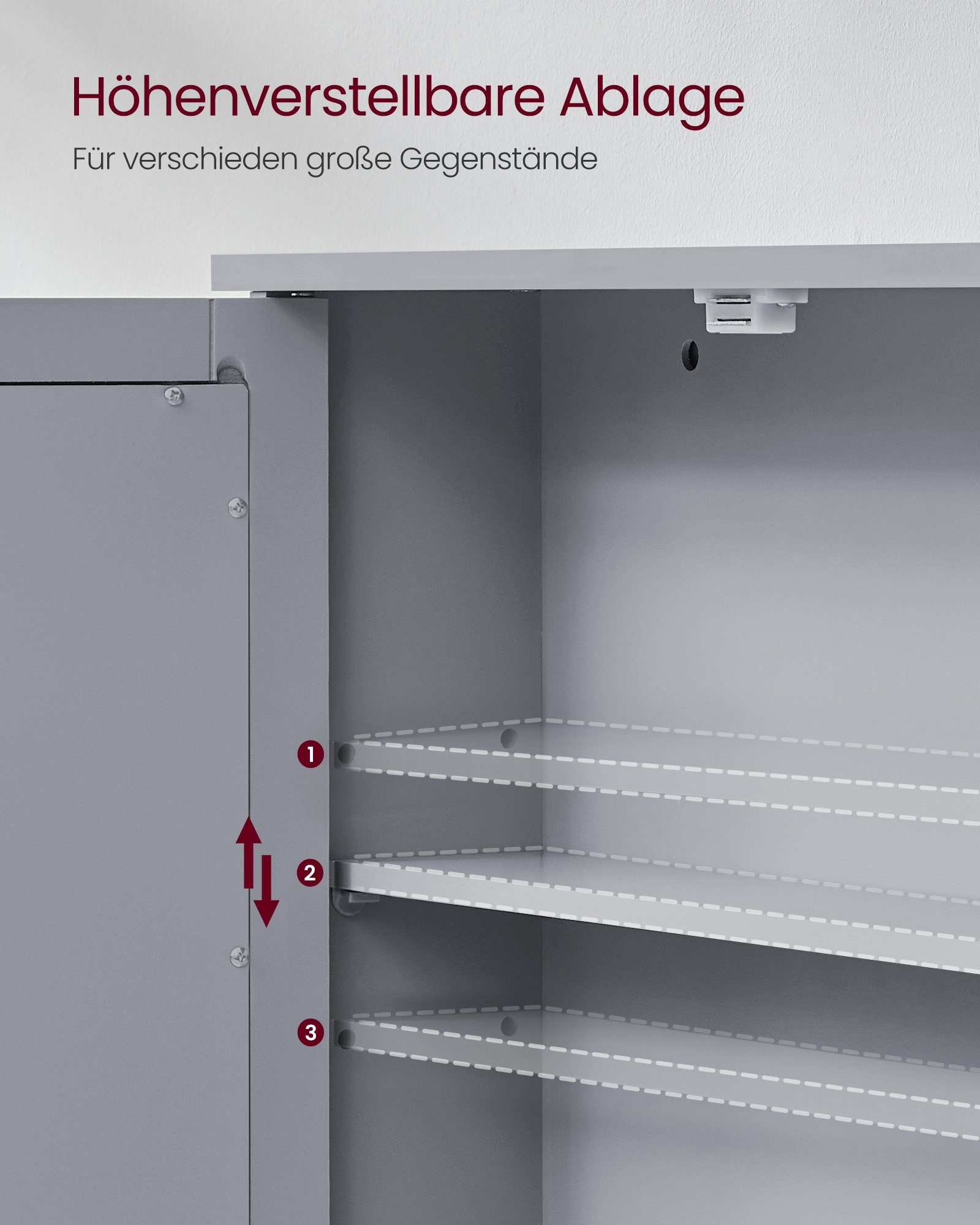 VASAGLE Spiegelschrank Badschrank, Wandschrank, Hängeschrank, Wandmontage mit 2 Spiegeltüren und offenem Fach, 56.5 cm x 58.5 cm x 13 cm
