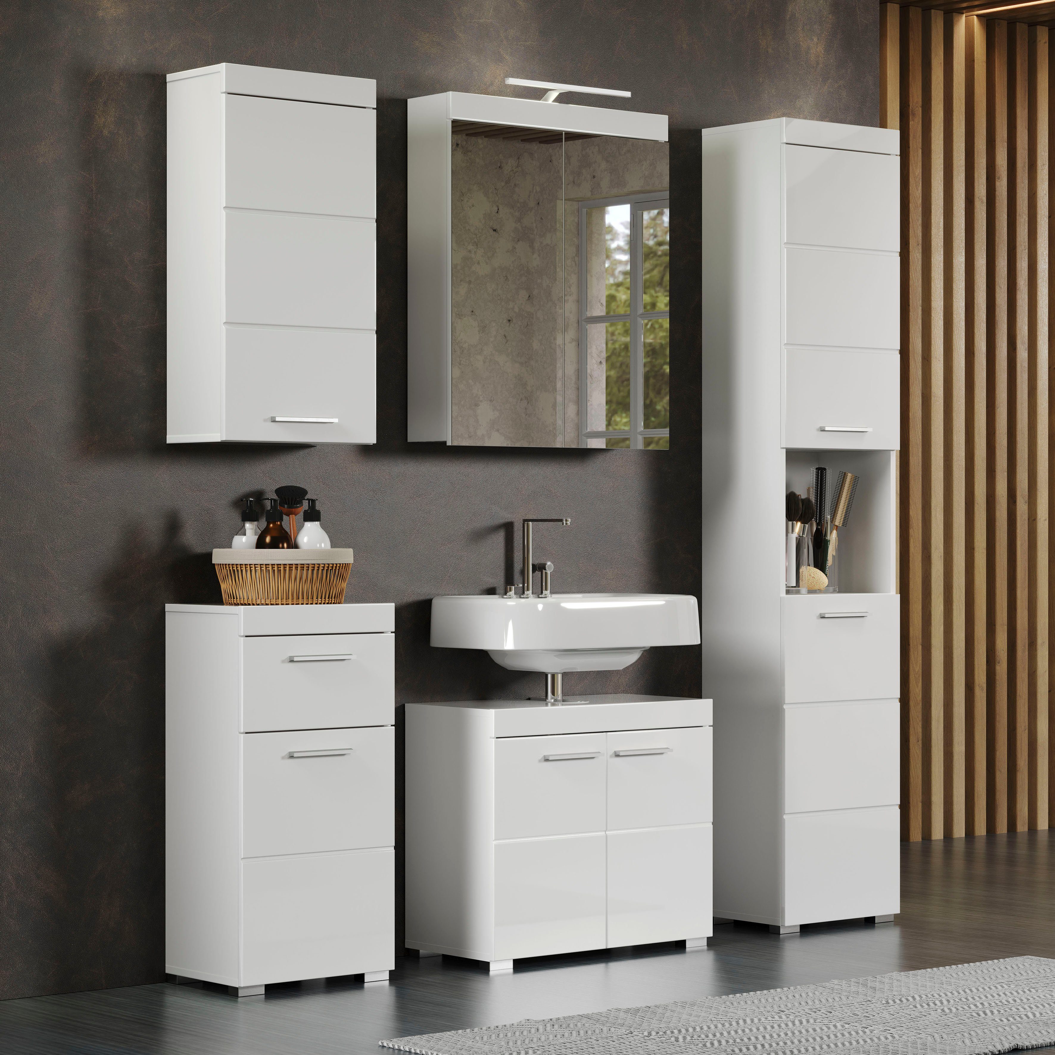 welltime Badmöbel-Set Avena, (Set, 5-St), Hochschrank, WBU, Spiegelschrank, günstig online kaufen