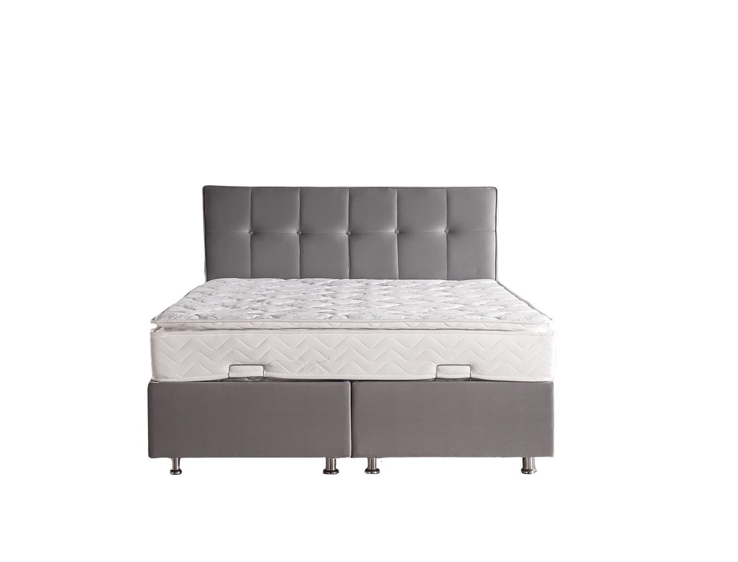 Villa Möbel Boxspringbett Lara (Bett (ohne Matratze), Liegefläche 90x200), Bettkasten mit XXL Stauraum und Gasdruckfedern für einfache Handhabung