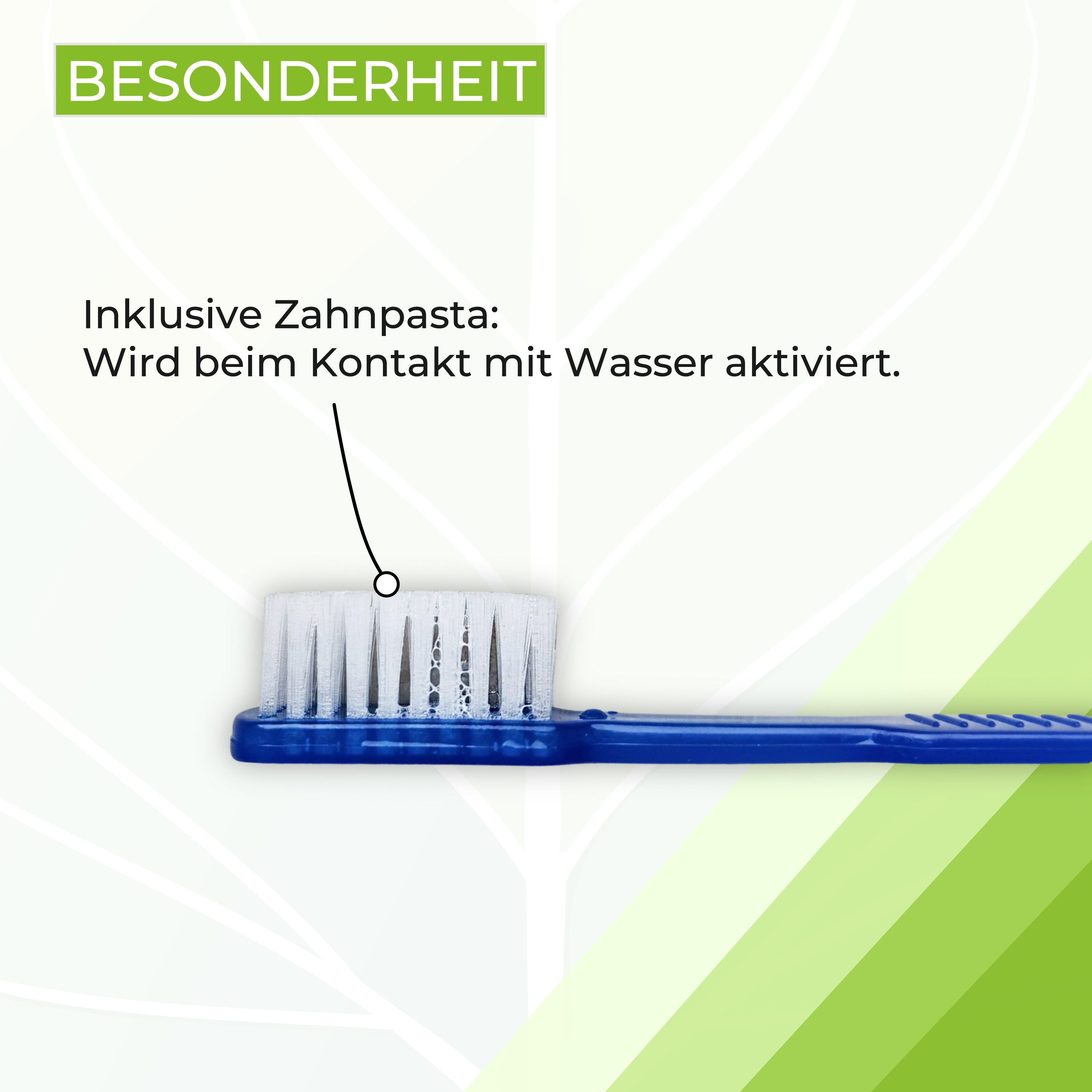 Medi-Inn Zahnbürste Medi-Inn Einweg-Zahnbürsten mit Zahnpasta, einzeln verpackt, blau