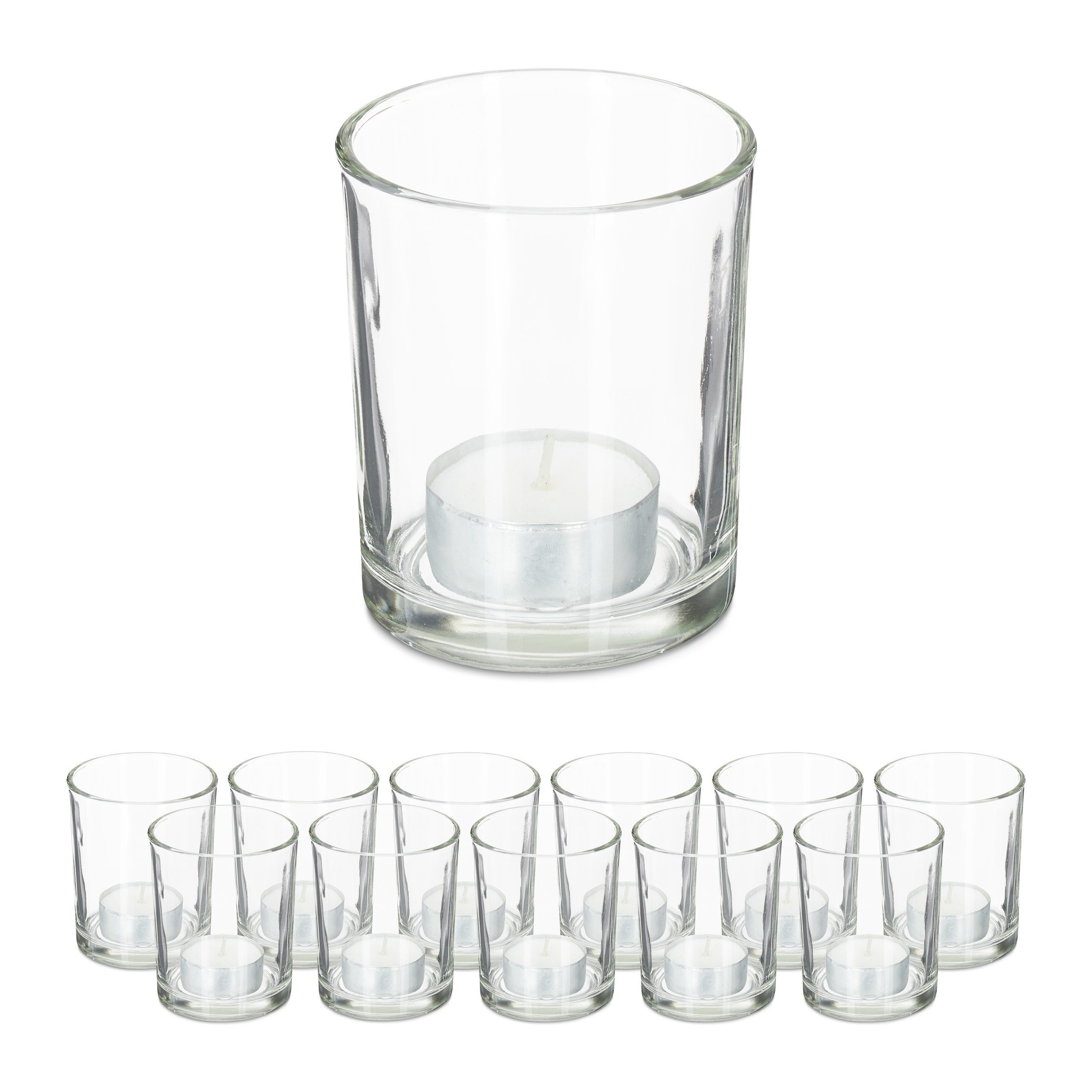 relaxdays Teelichthalter Teelichtgläser transparent im 12er günstig online kaufen