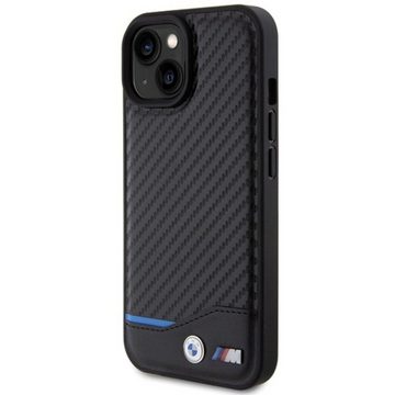 BMW Smartphone-Hülle BMW Apple iPhone 15 Schutzhülle Case Cover Leather Carbon Schwarz