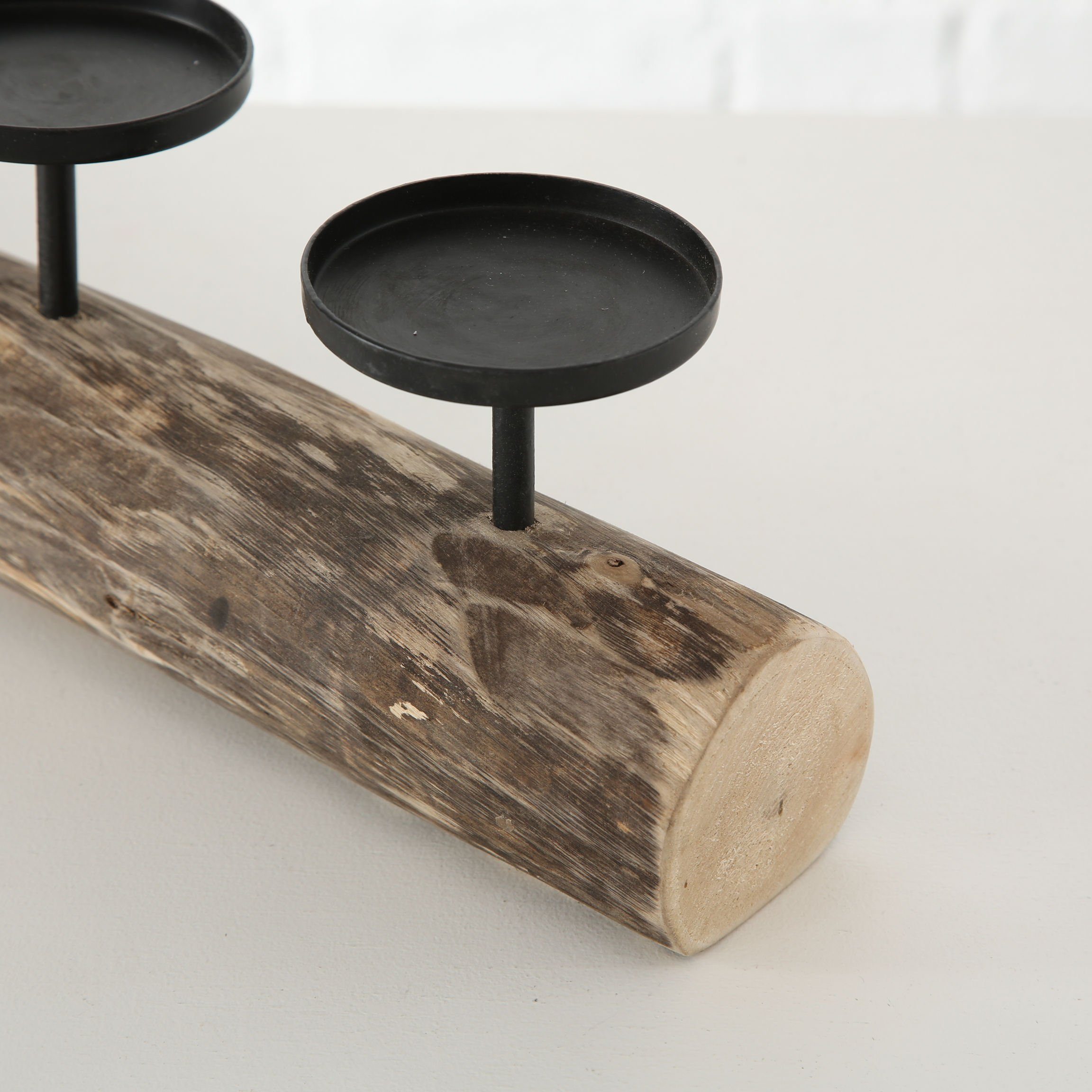 Spetebo Adventsleuchter Eukalyptus Kerzenhalter 51 cm - für 4 Kerzen (Inhalt, 1 St., Adventsständer), Naturprodukt, Holzstamm