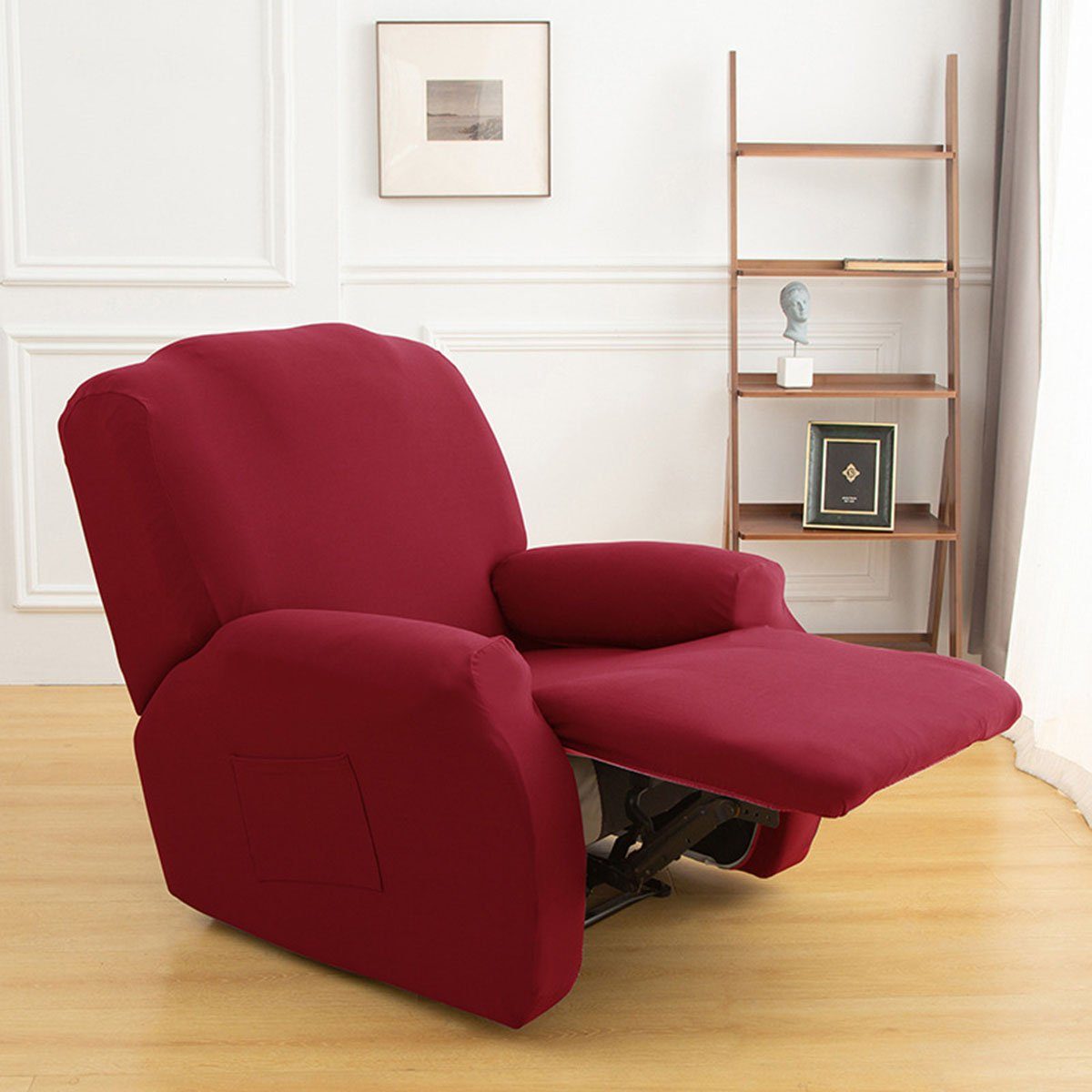 Sofahusse Stretchhusse für Relaxsessel Stretch Sesselbezug, CTGtree Milchseide Big Red