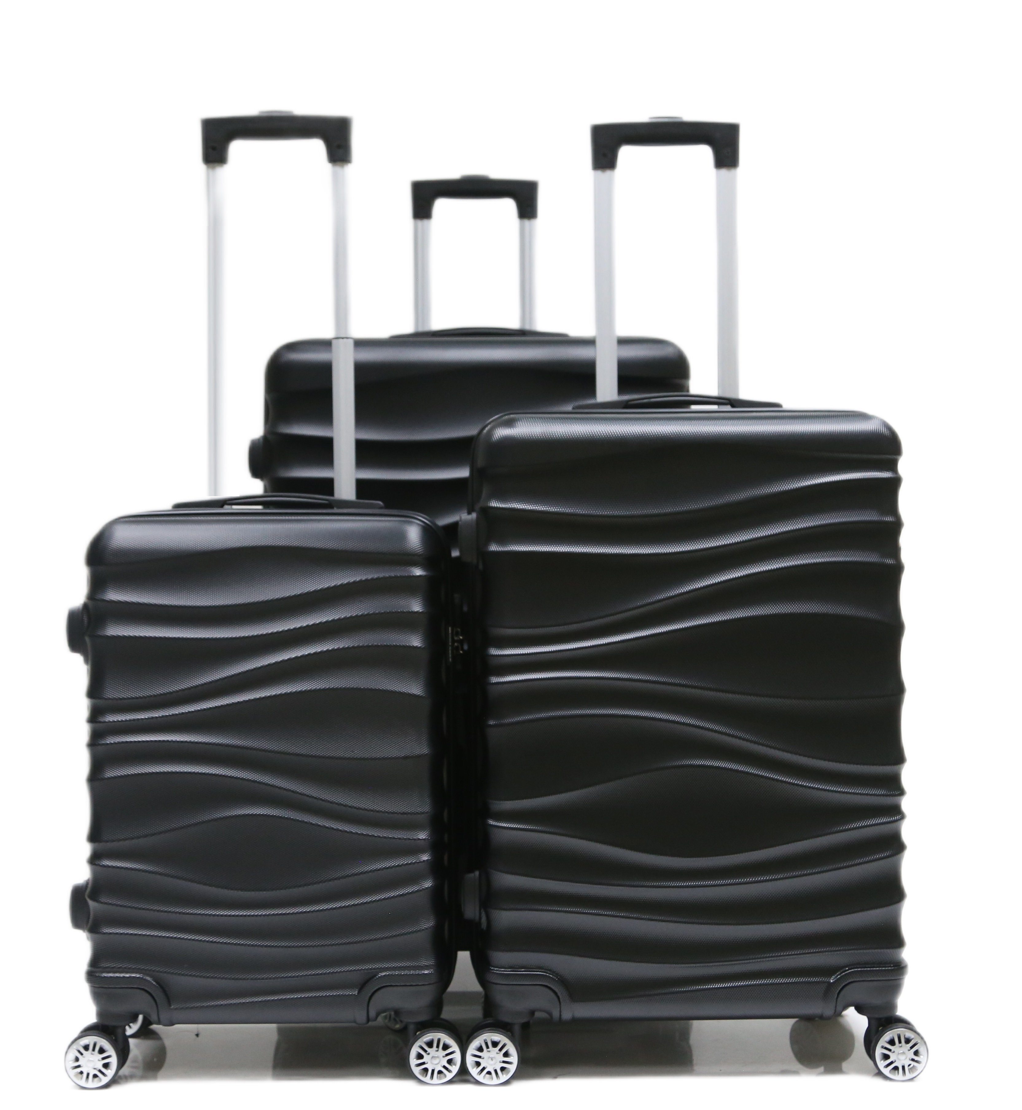 Cheffinger Kofferset Reisekoffer Koffer 3 tlg Hartschale Trolley Gepäck Reisetasche, (3 tlg) Schwarz